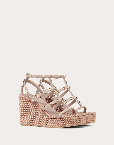 Valentino Rockstud Ankle Strap Wedge Sandal in Calfskin Leather 95 mm outlook