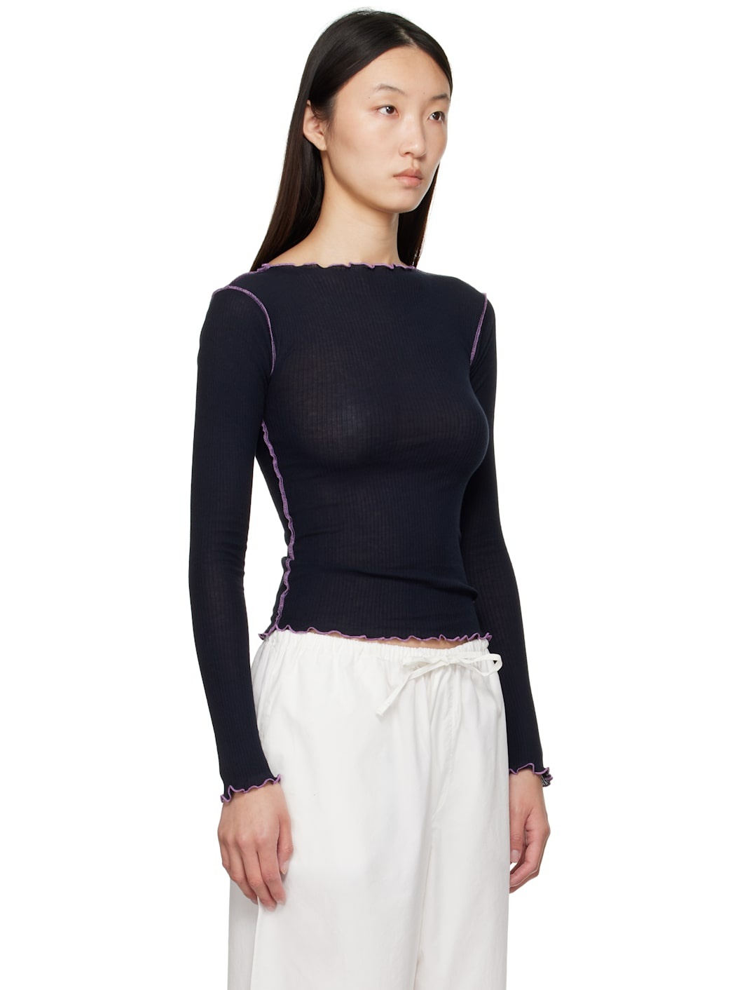 Navy Vein Long Sleeve T-shirt - 2