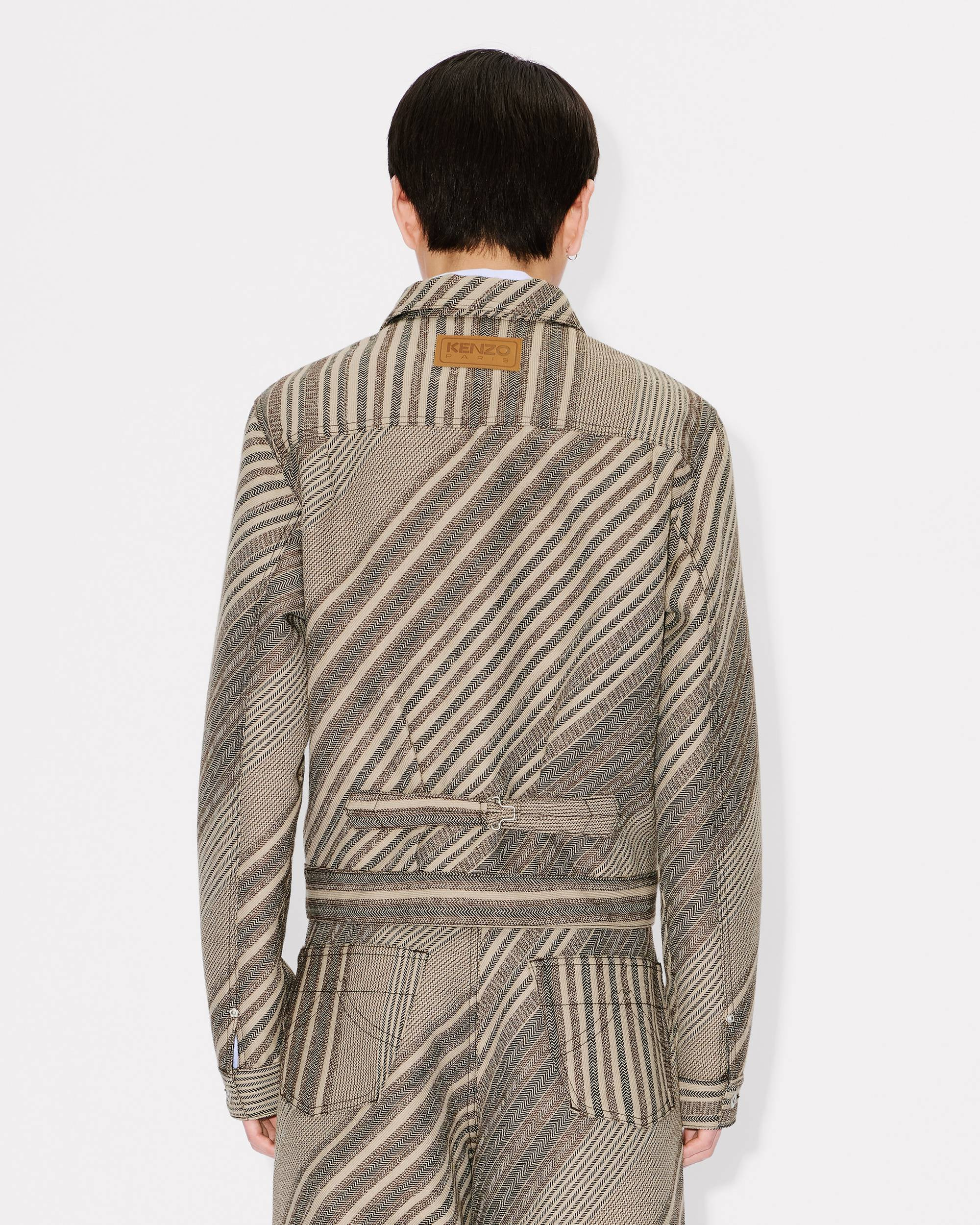 'Kenzo Diagonal Stripe' slim pleated trucker jacket - 5