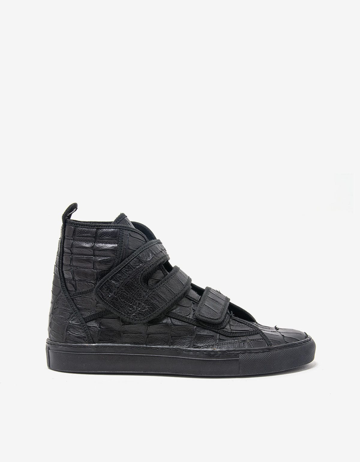 Raf Simons Black Croc Effect High Top Trainers - 2