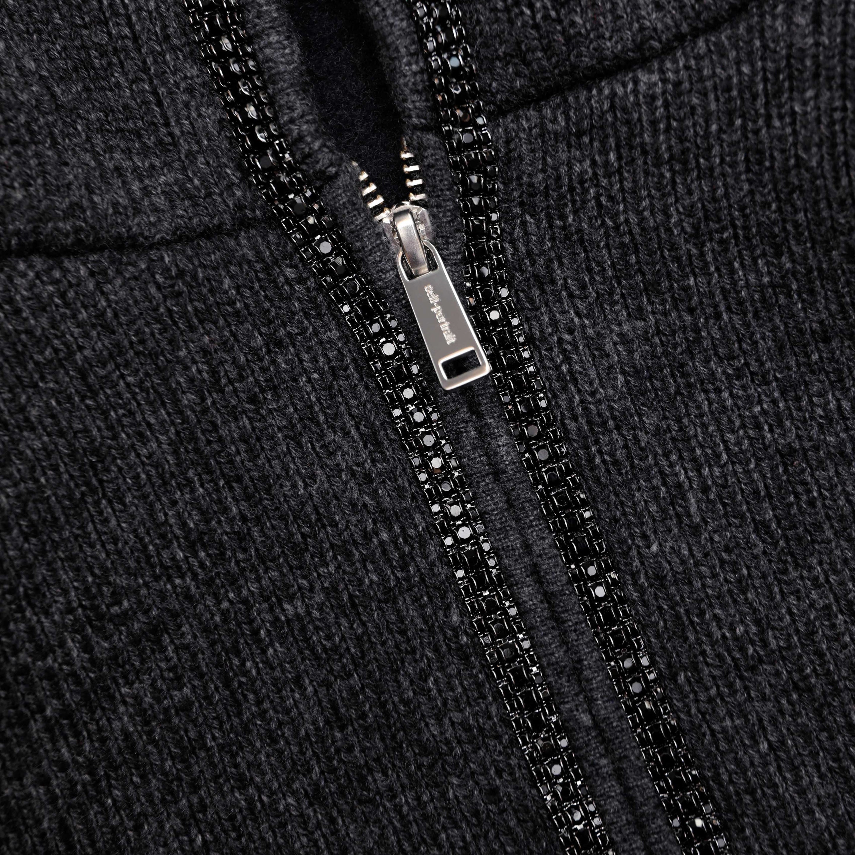 Grey Knit Cropped Hoodie - 5