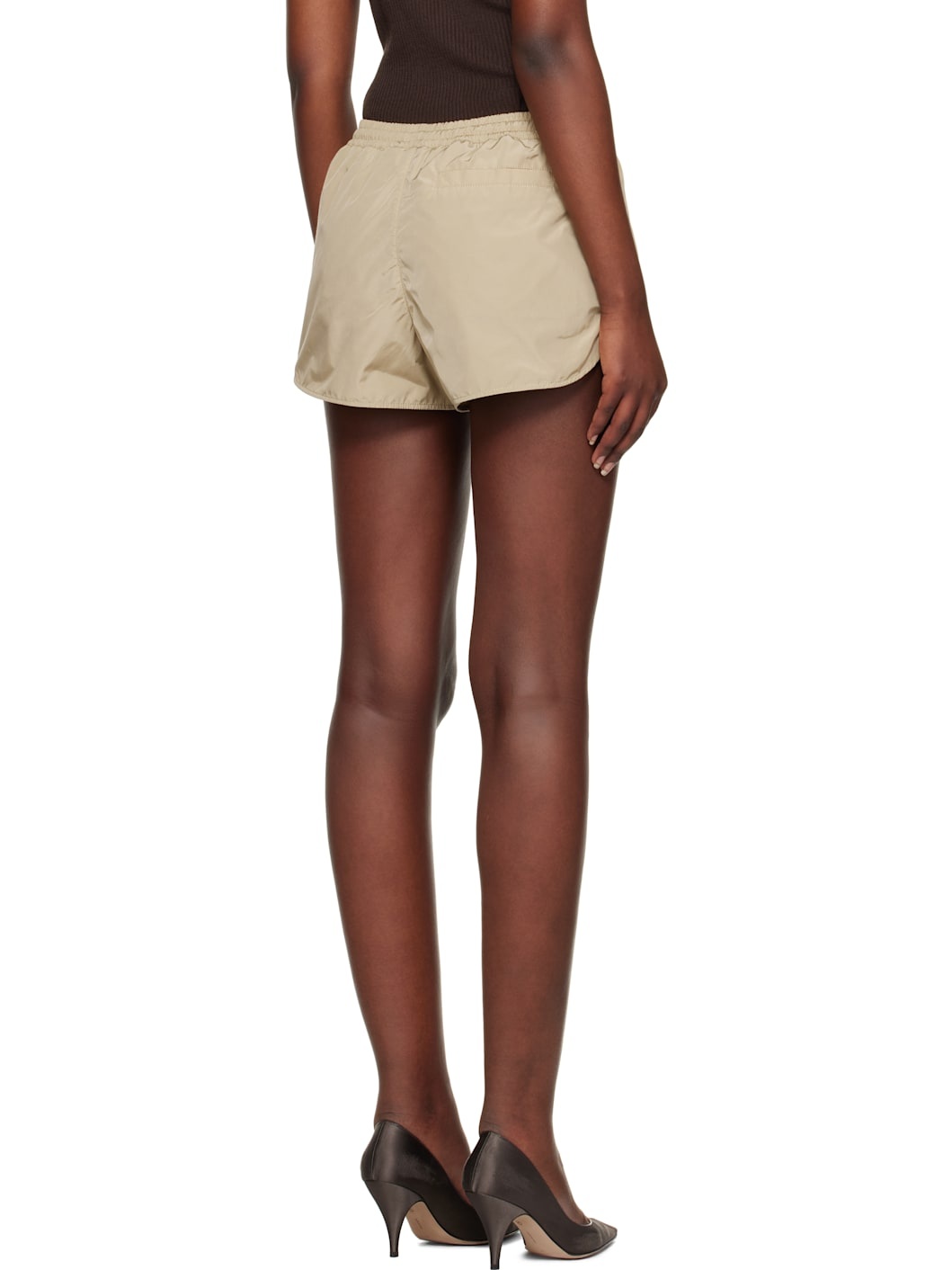 Beige Nylon Cotton Shorts - 3