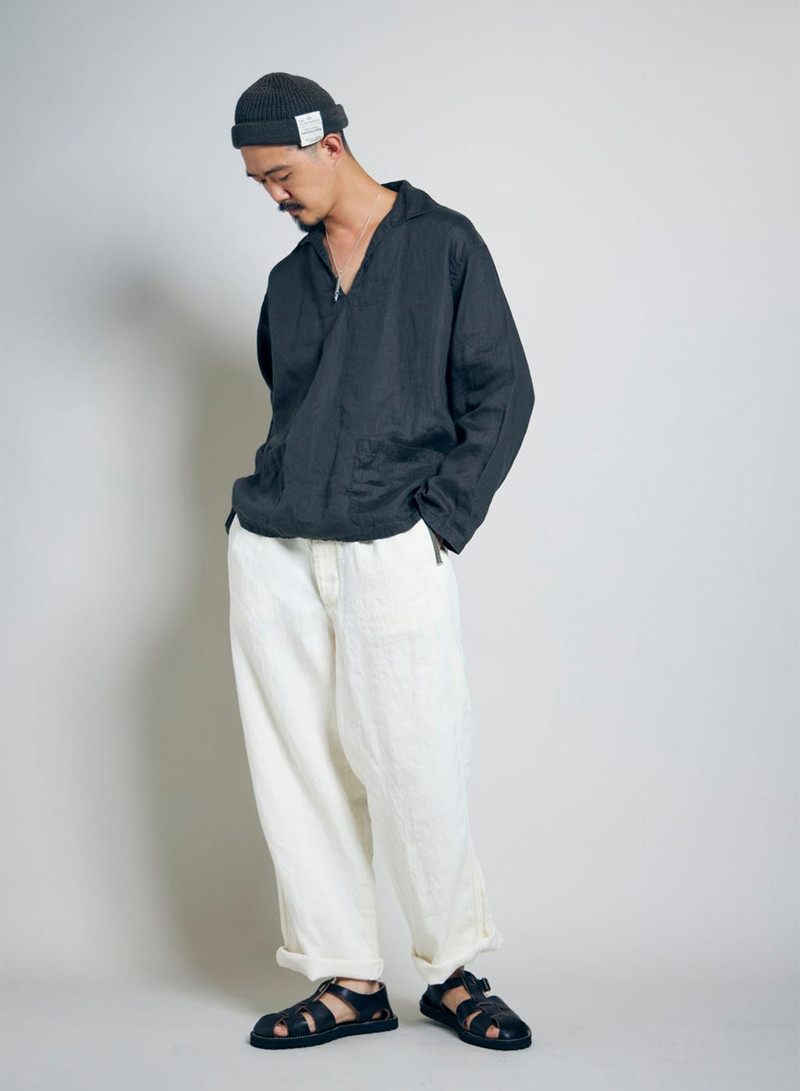 French Pullover Shirt Hemp in Charcoal Grey 4