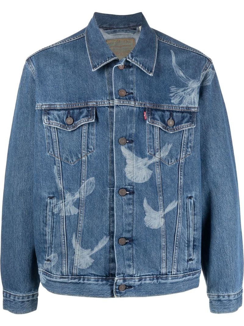 x 3.PARADIS bird-print denim jacket - 1