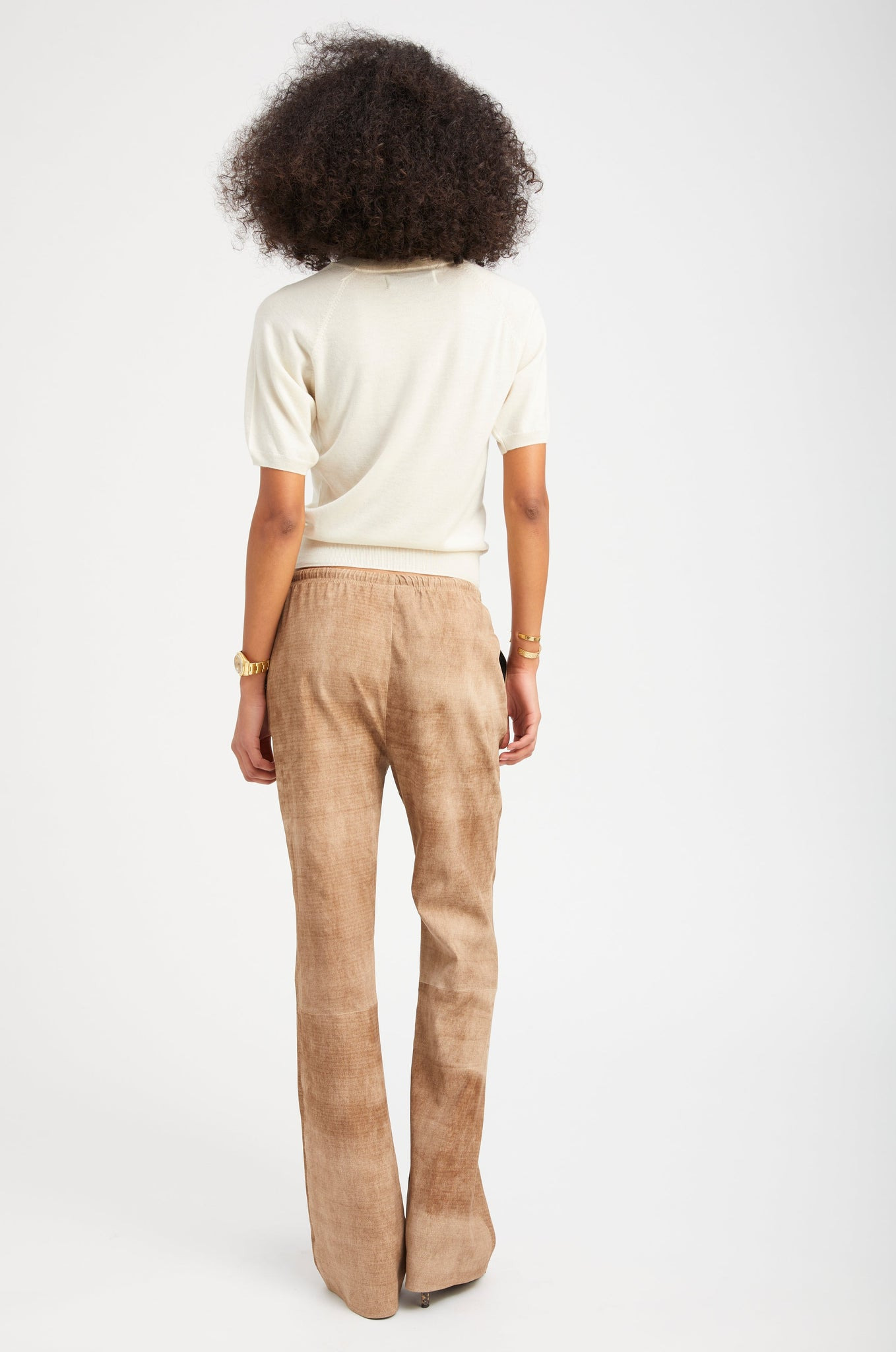 SEPIA SUEDE STRAIGHT LEG PANTS - 4