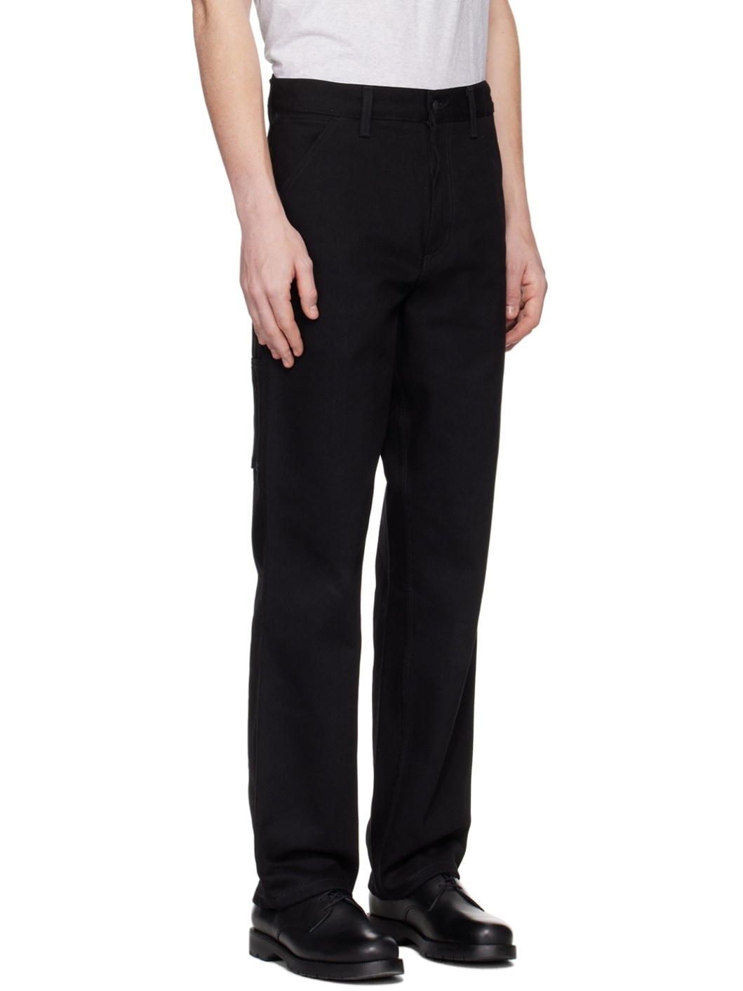 Black Single Knee Jeans - 2