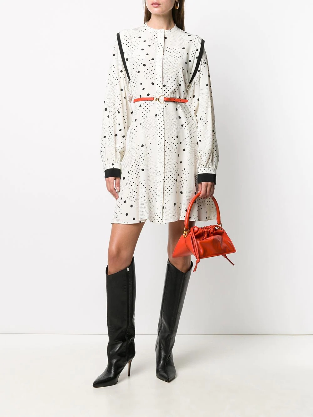 long-sleeve polka dot dress - 2