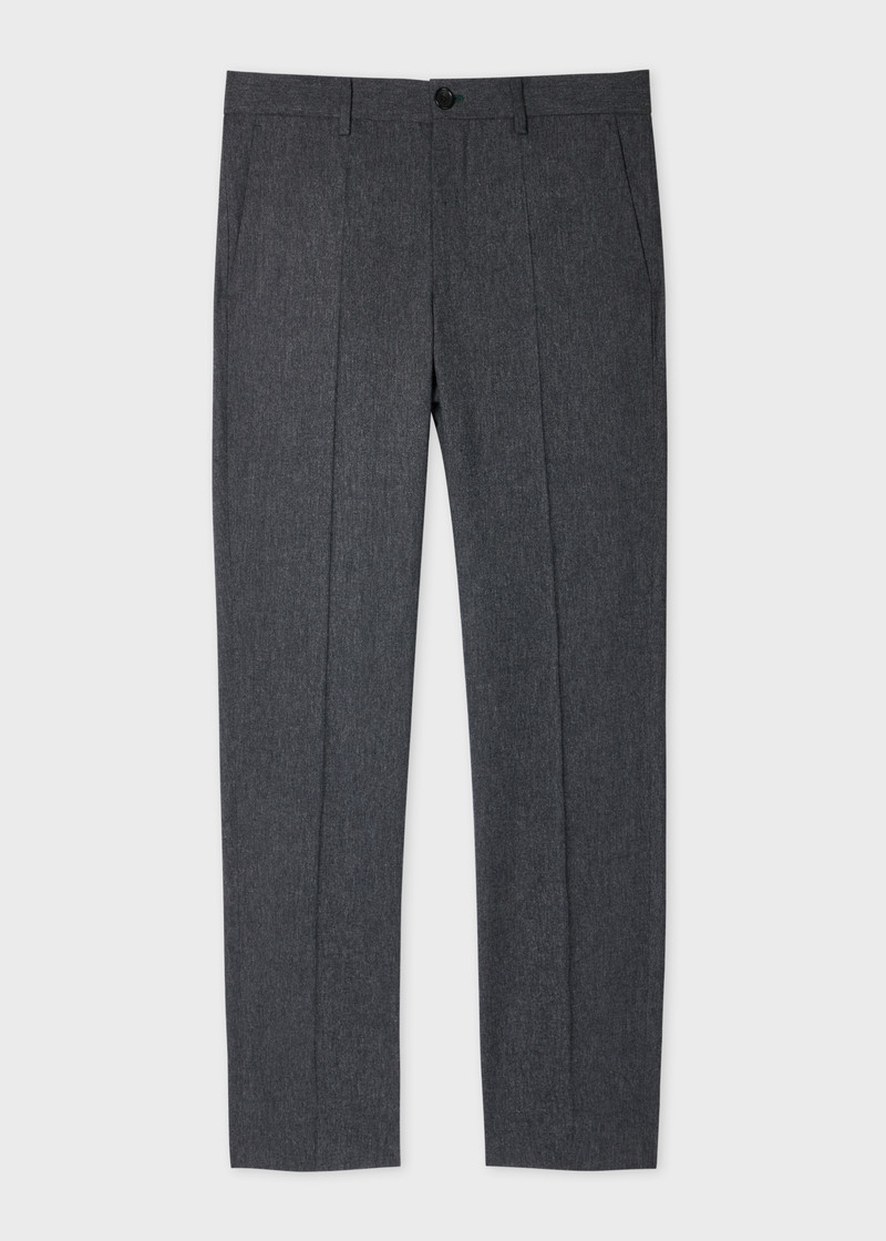 Navy Melange Wool-Blend Trousers 1