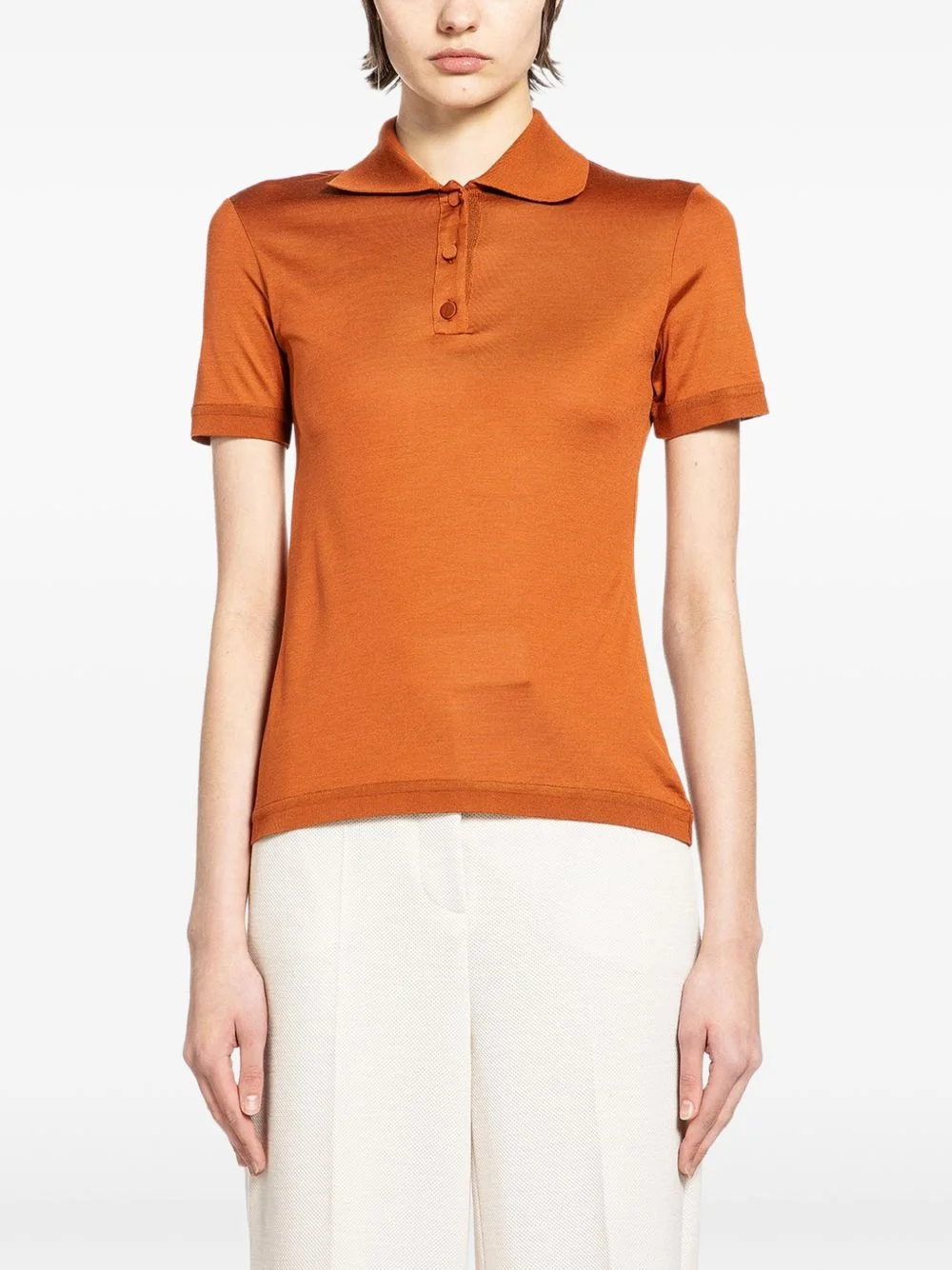 short-sleeve silk polo shirt - 1
