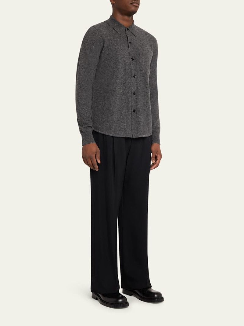 Dries Van Noten Men's Monaco Cashmere Knit Pocket Button-Down Shirt outlook