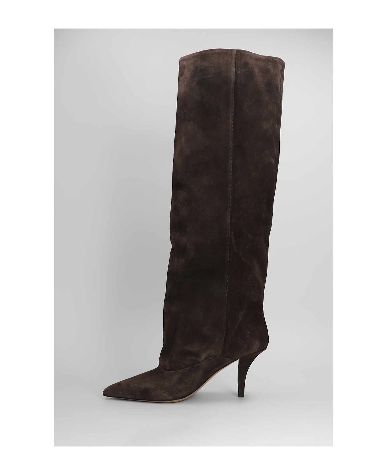 Ines Reverse 75 High Heels Boots In Brown Suede - 3