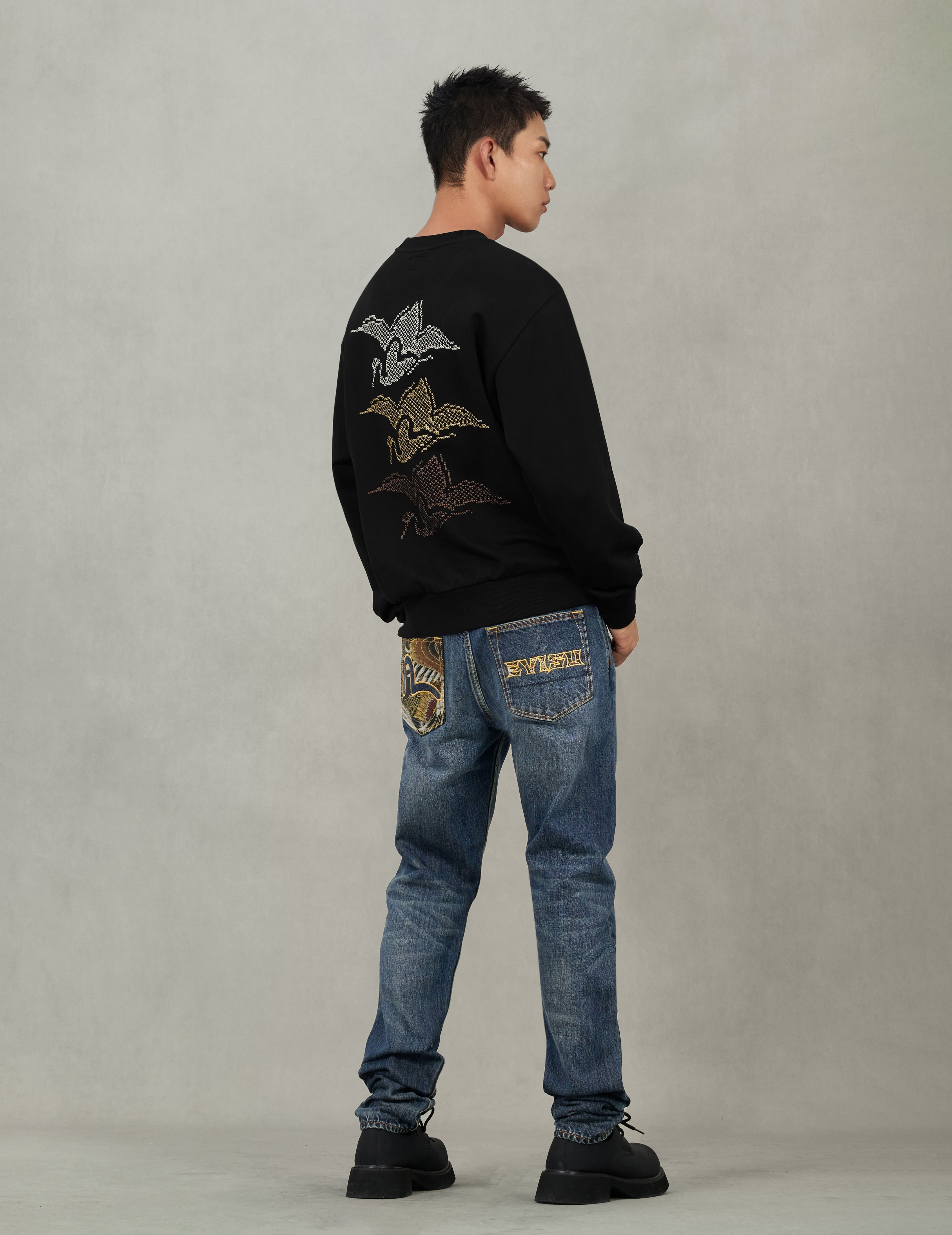 Crane and Seagull Embroidery Relax Fit Sweatshirt - 6