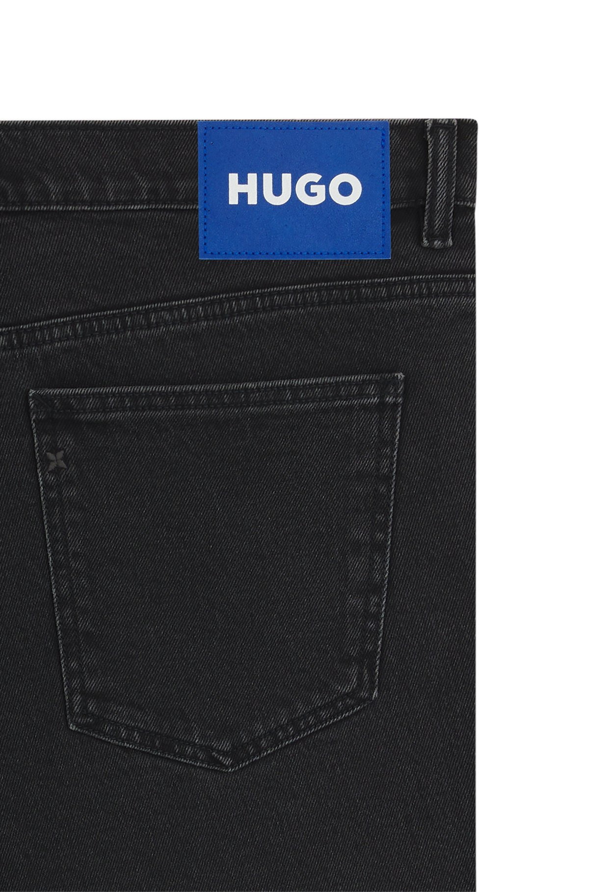 TAPERED-FIT JEANS IN GRAIN-EFFECT BLACK DENIM - 6