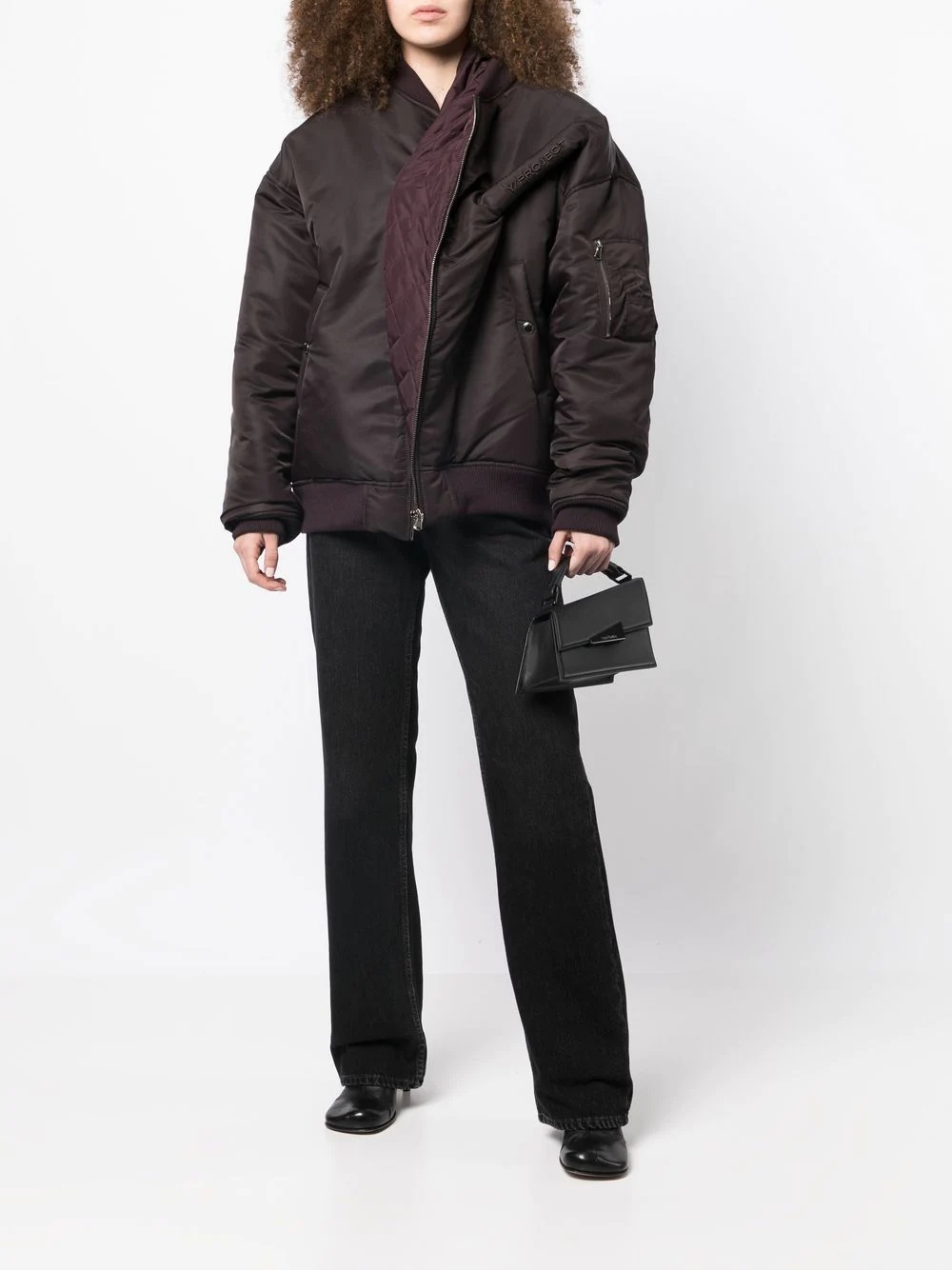 embroidered-logo pinched bomber jacket - 2