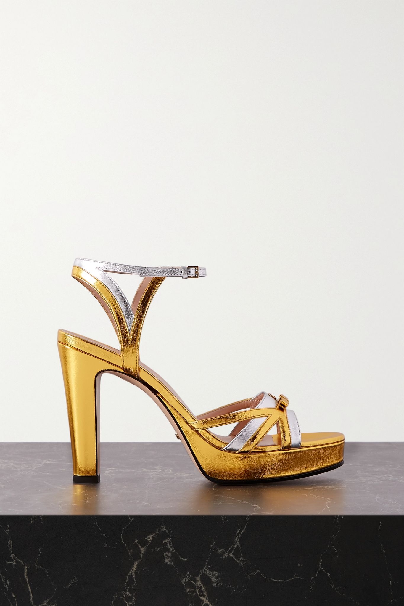 Alison two-tone metallic leather platform sandals - 1