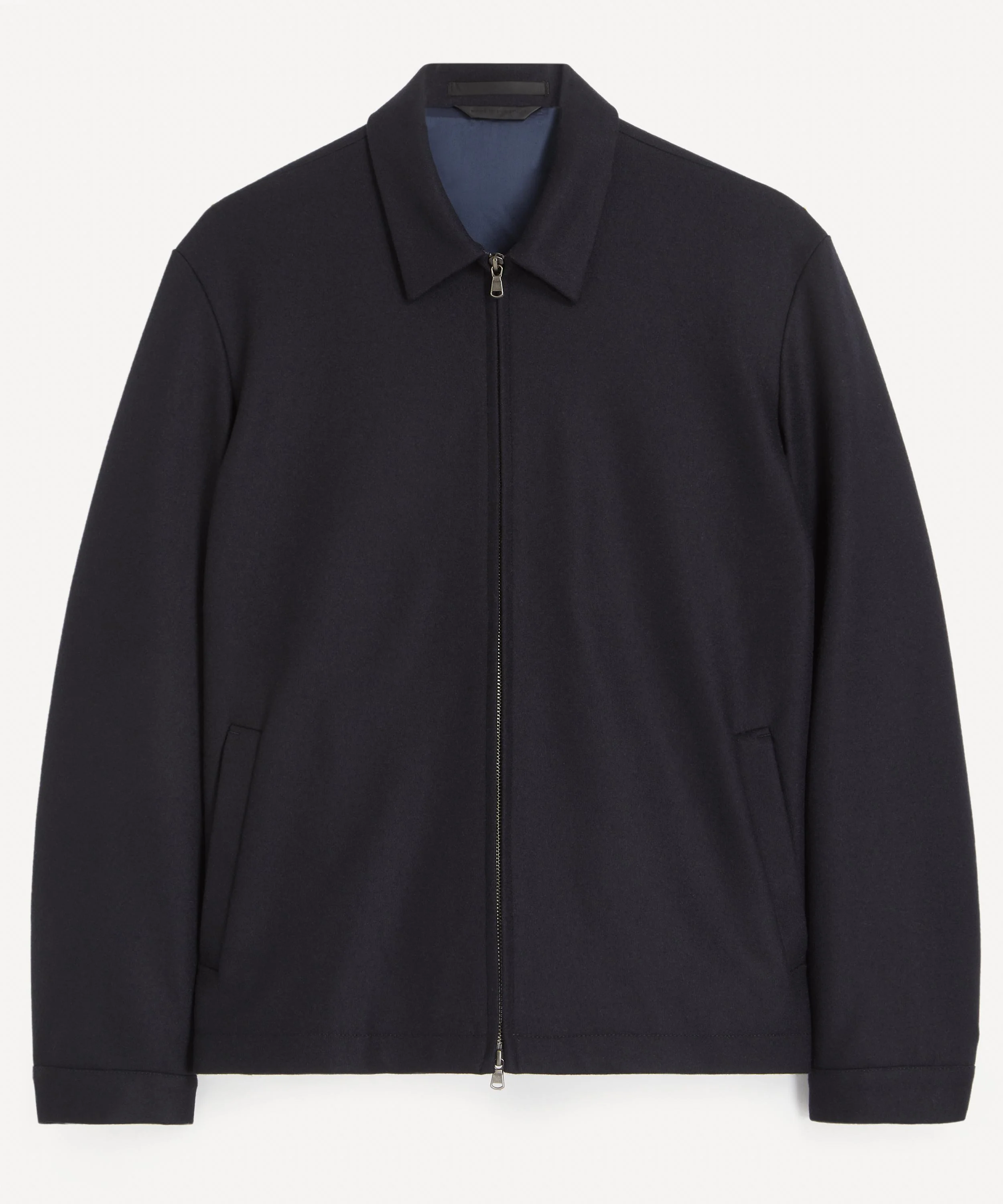 Navy Boiled Wool Harrington Jacket - 1