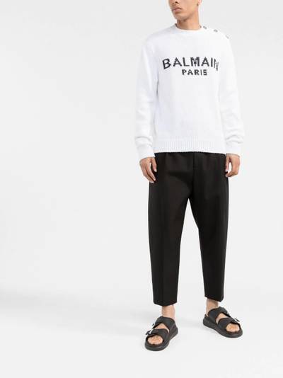 Balmain intarsia-logo button jumper outlook