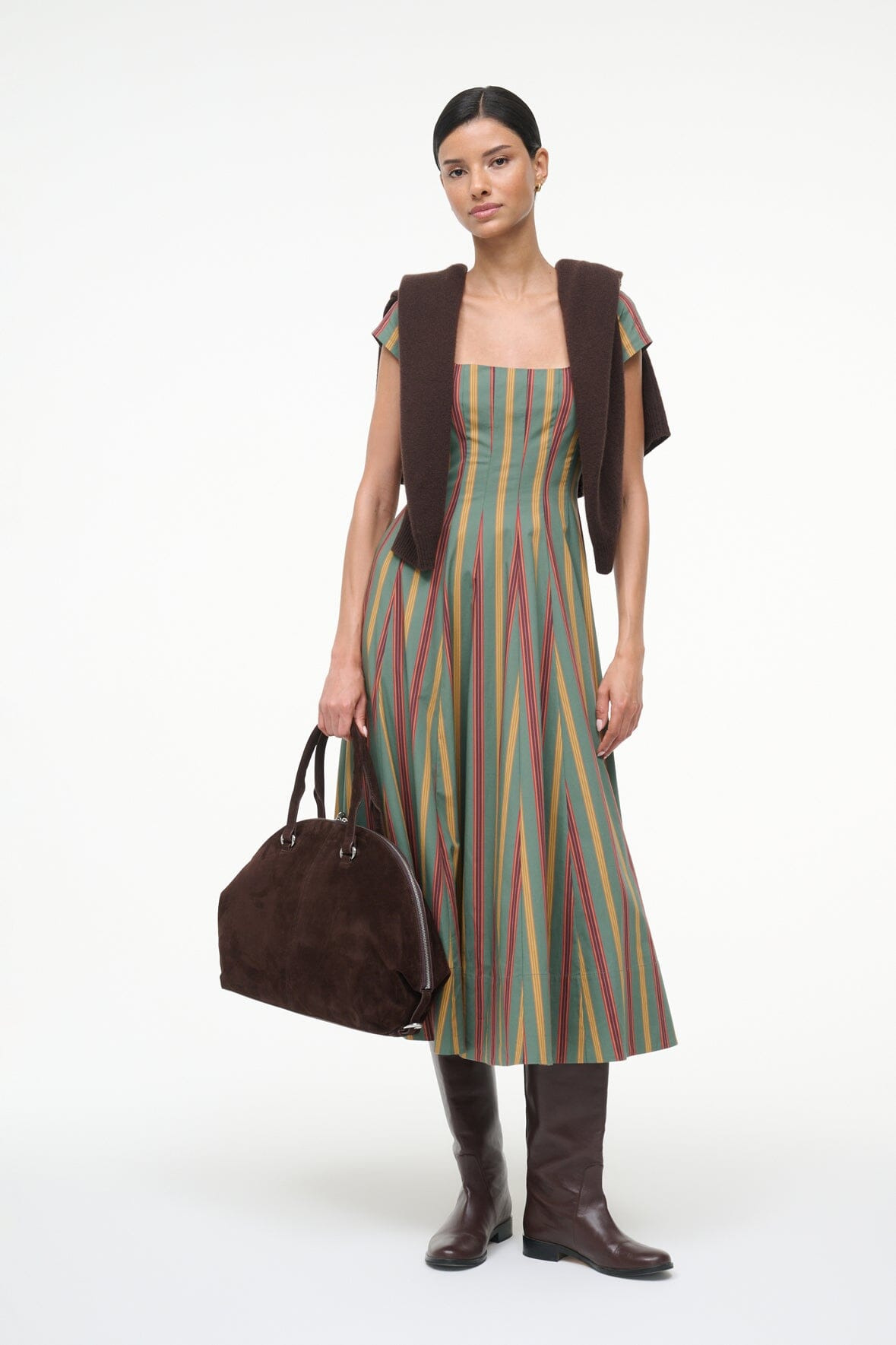 STAUD SHORT SLEEVE WELLS DRESS TRAILBLAZER STRIPE - 7