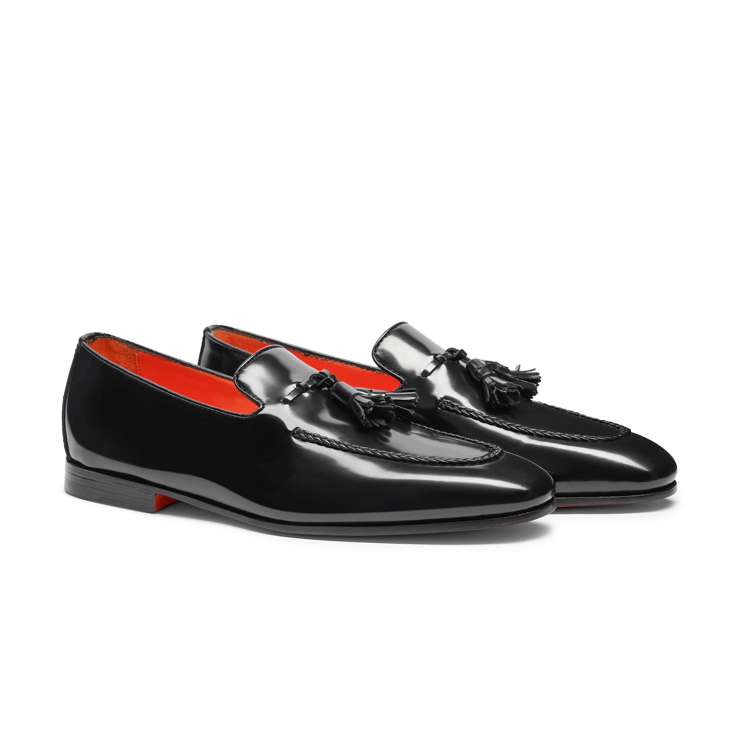 Men's black leather tassel loafer - 3