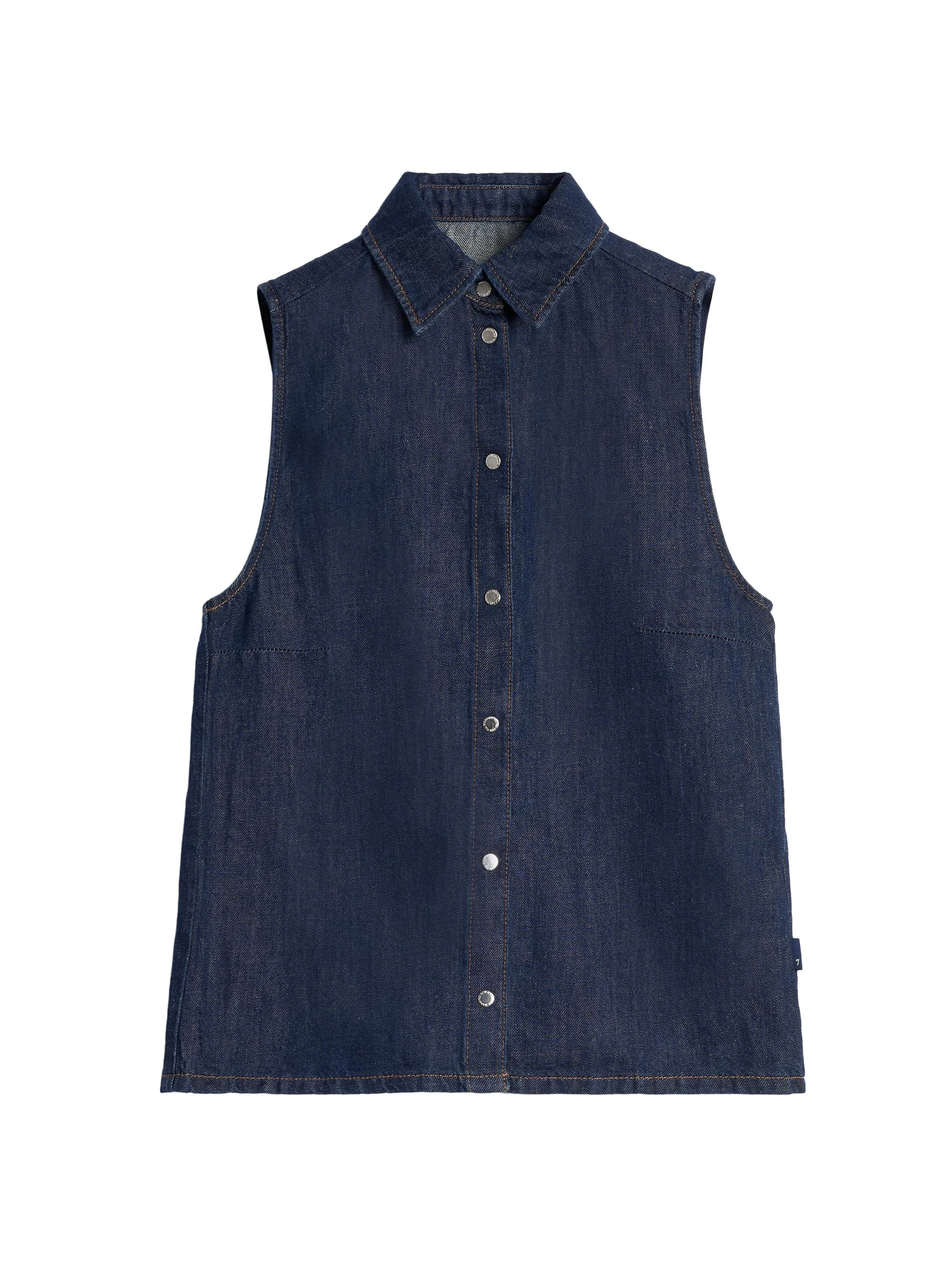 Women's Denim Sleeveless Shirt - Blossom - 1