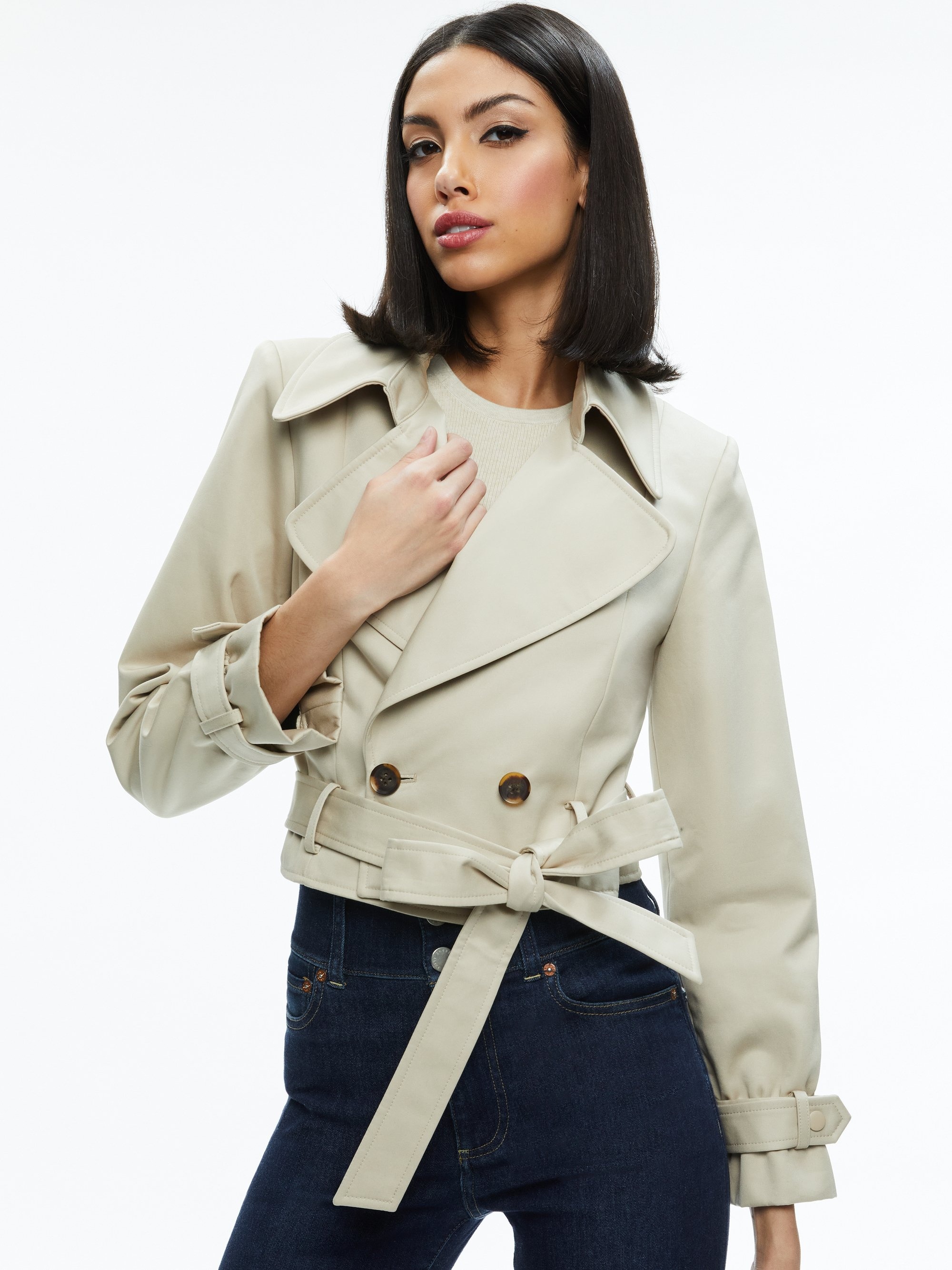 HAYLEY CROPPED TRENCH COAT WITH BELT - 2