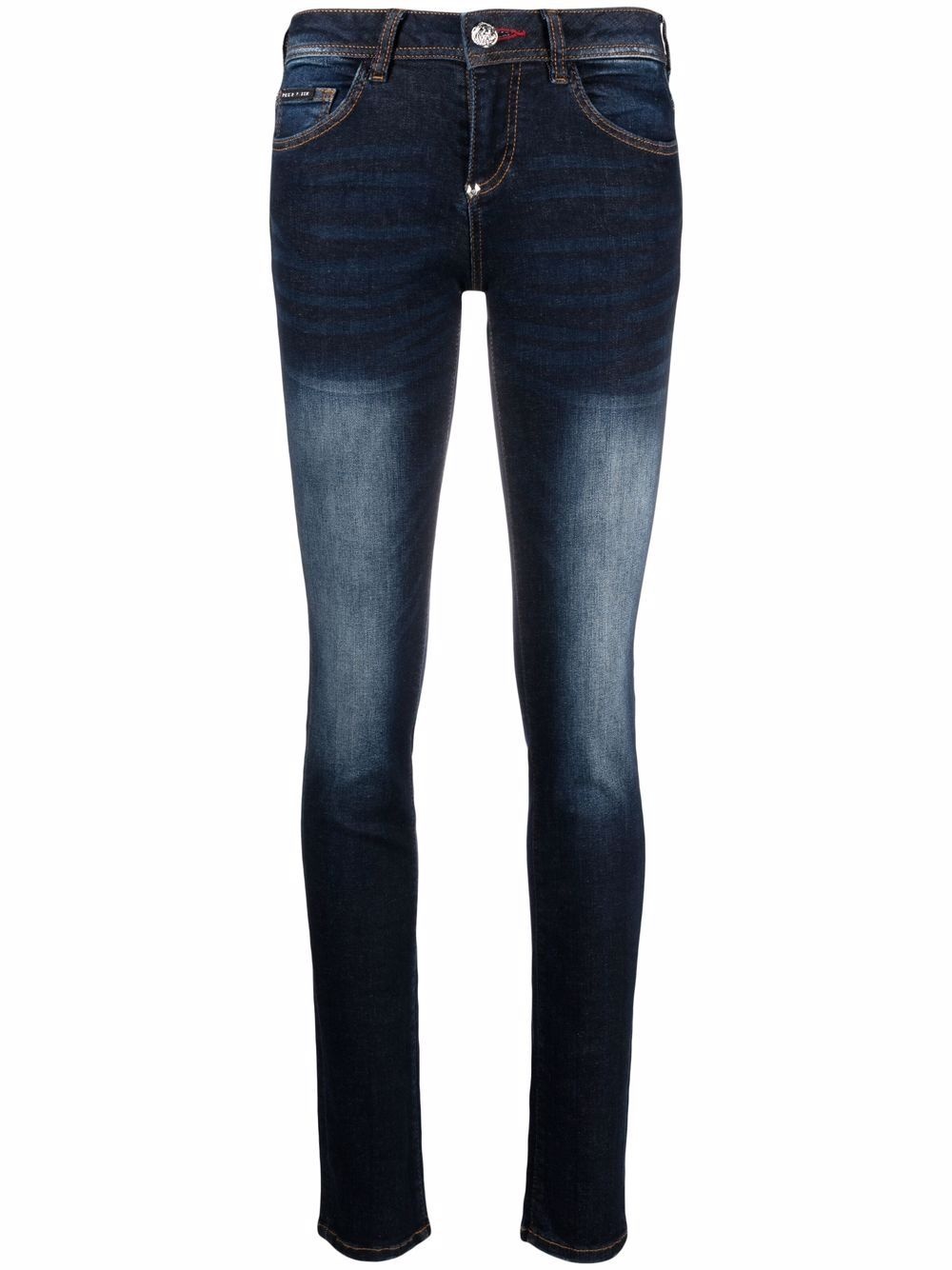 dark-wash denim leggings - 2