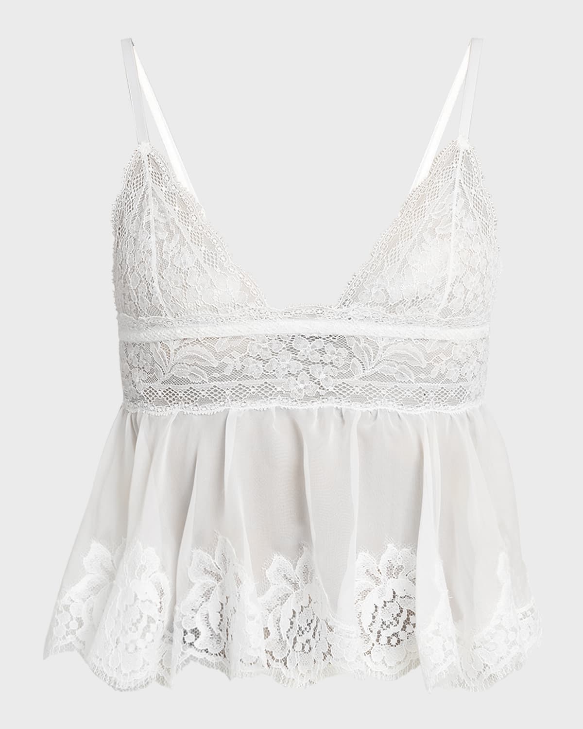 Scalloped Floral Lace Babydoll Cami - 1