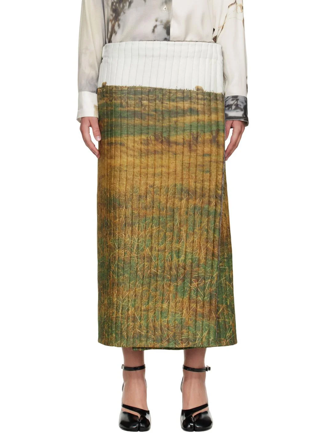 Khaki & Off-White 2027 Padded Midi Skirt - 1