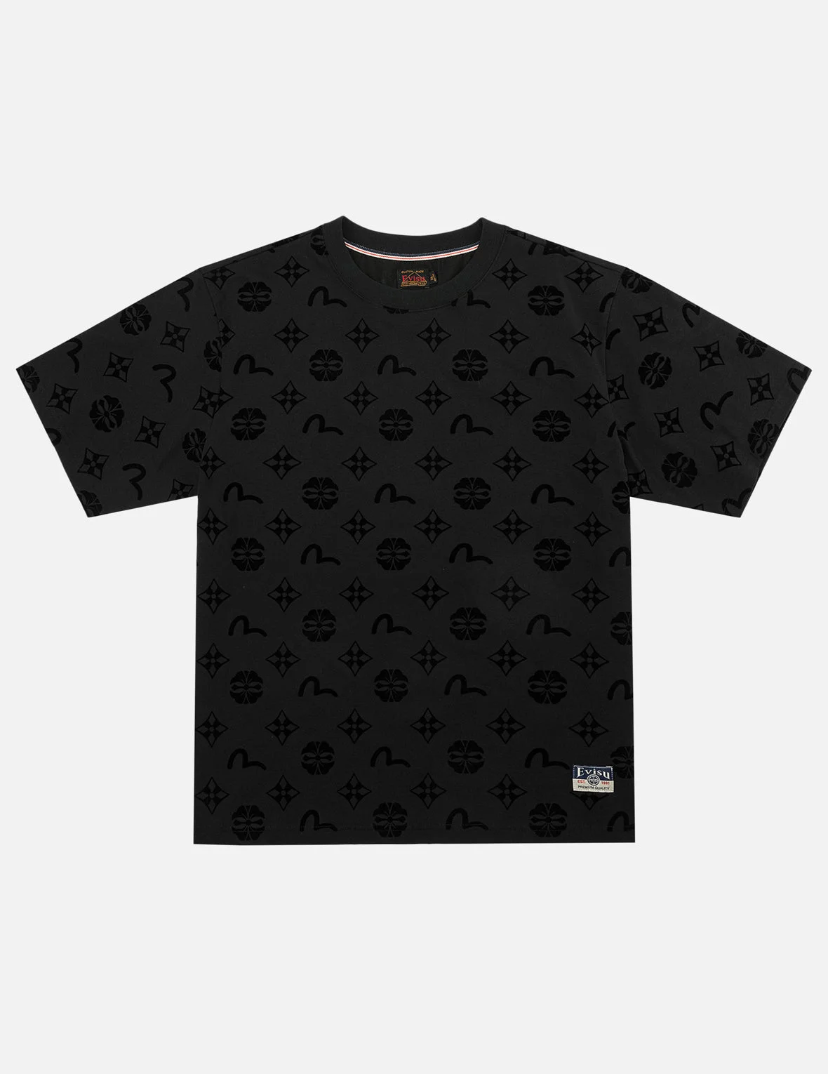 Allover Flocking Kamon & Seagull T-shirt - 1