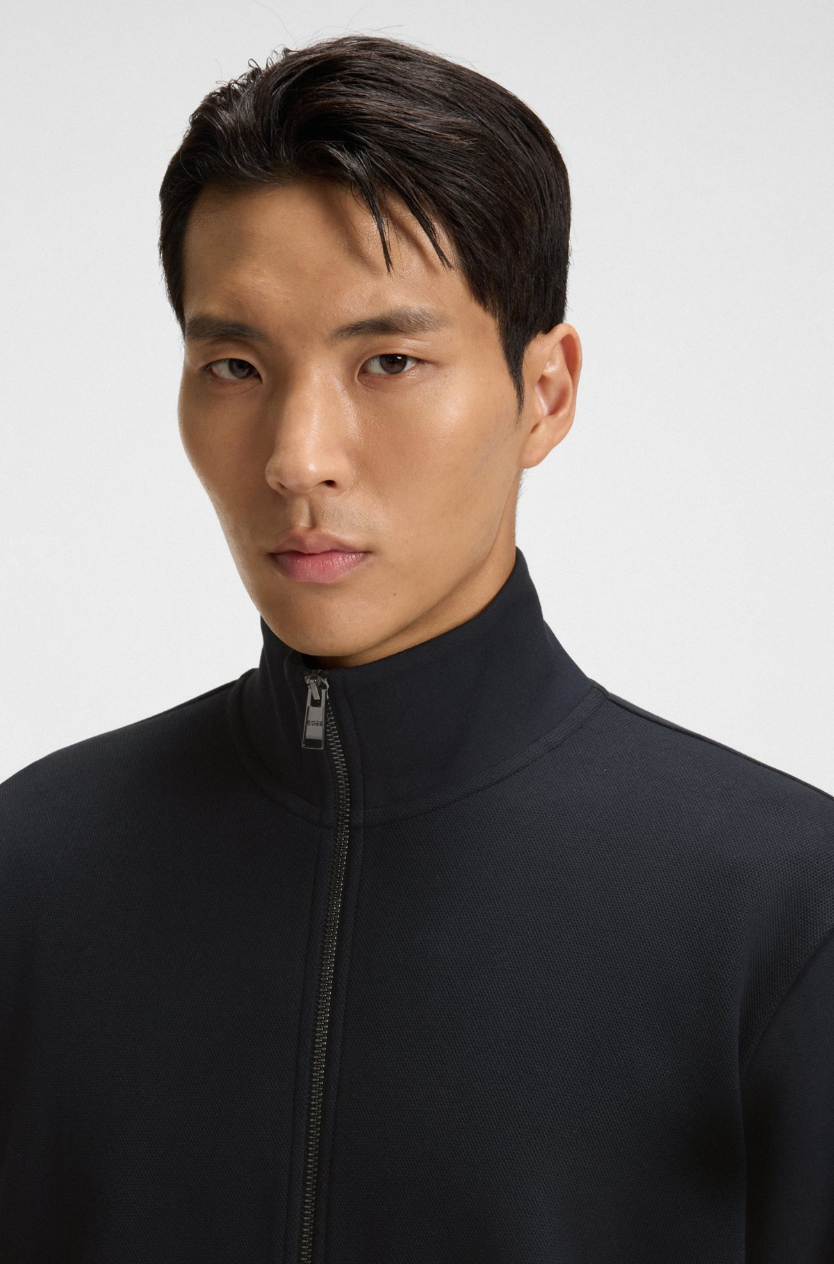 REGULAR-FIT ZIP-UP SWEATSHIRT IN STRETCH COTTON - 3