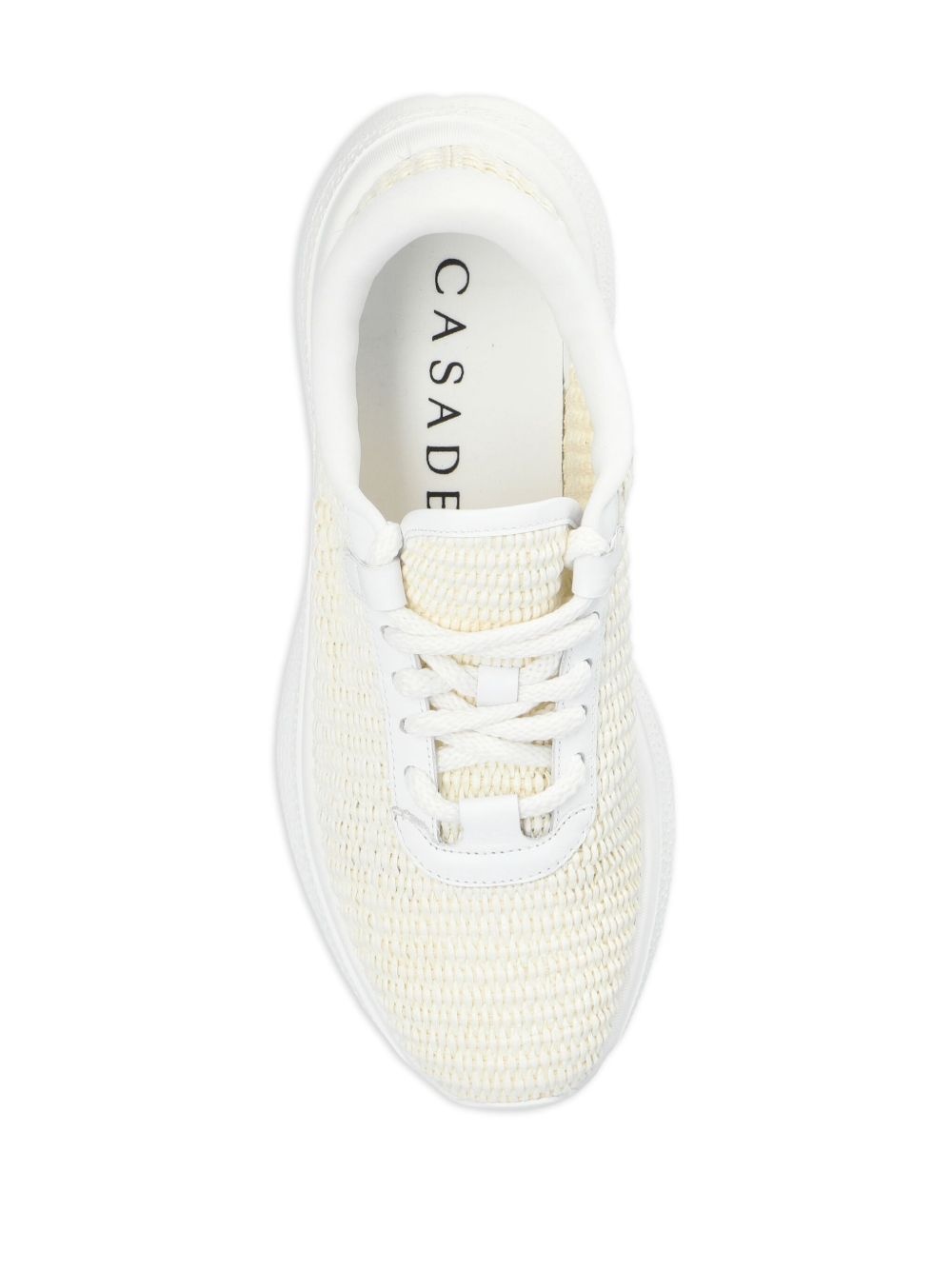 Mia woven-design leather sneakers - 4