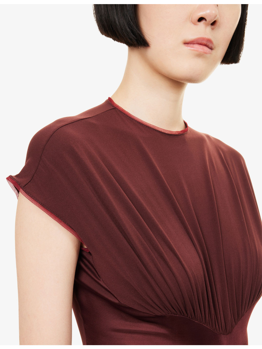 Cascading Cap-Sleeve Stretch-Jersey Maxi Dress - 6