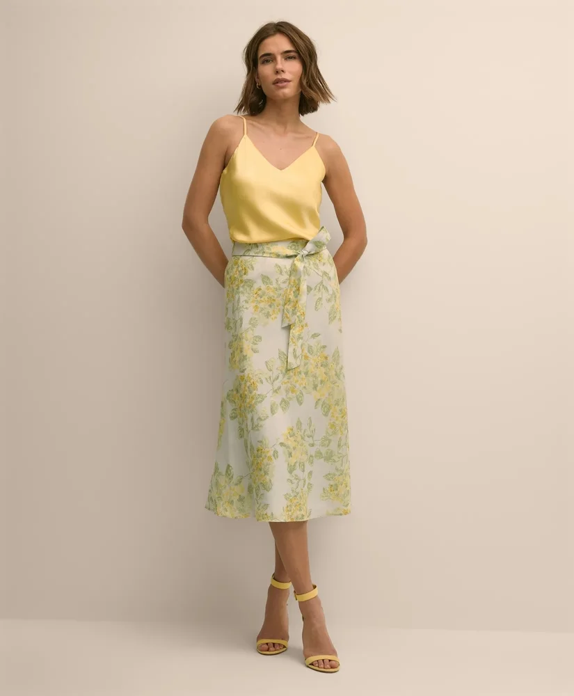 Linen A-Line Waist-Tie Skirt - 1