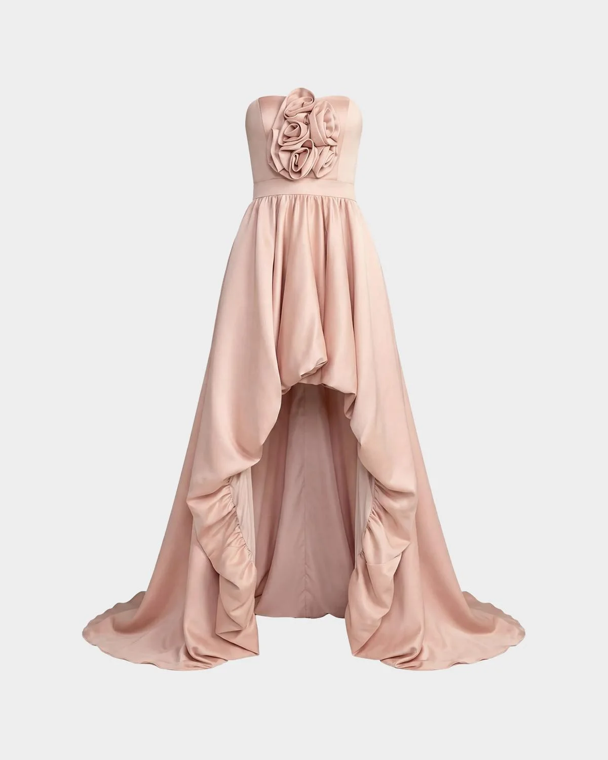 3D Rosette Satin Ballon Gown - 1