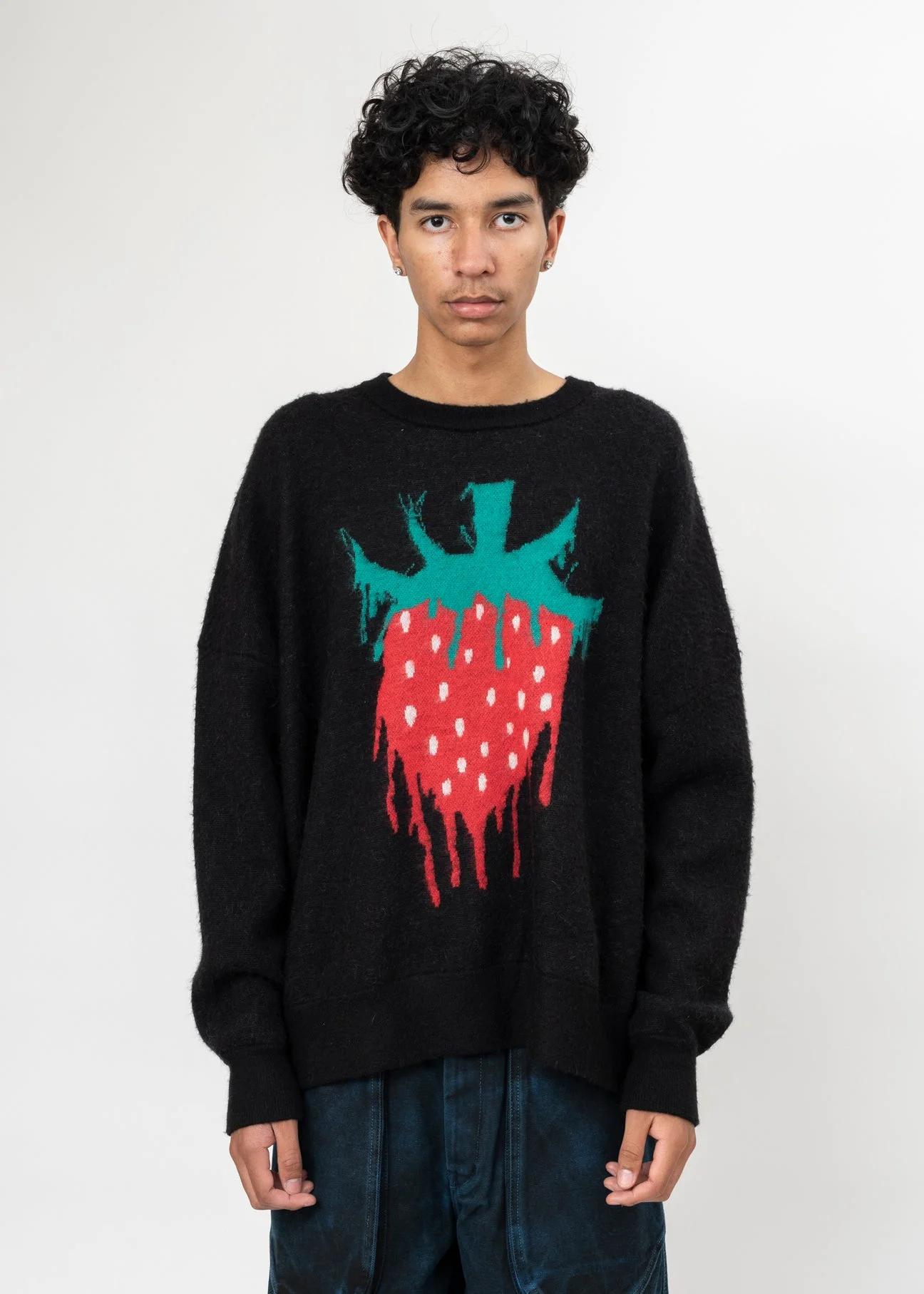 Black Fresh Jacquard Knit Pullover - 1