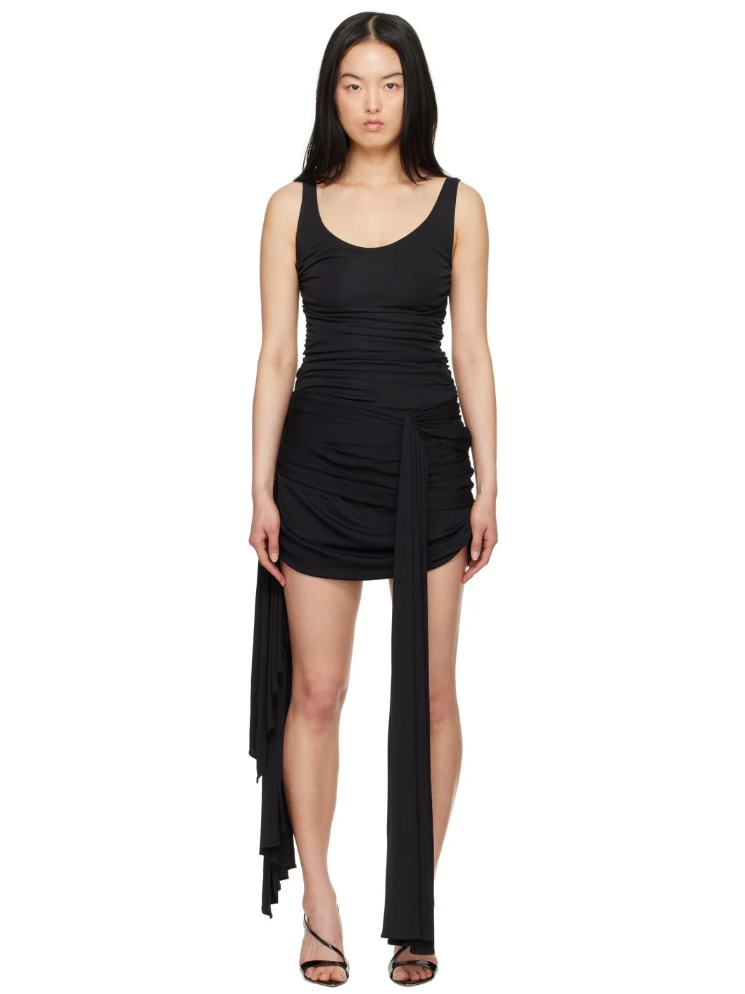 Black Draped Minidress - 1