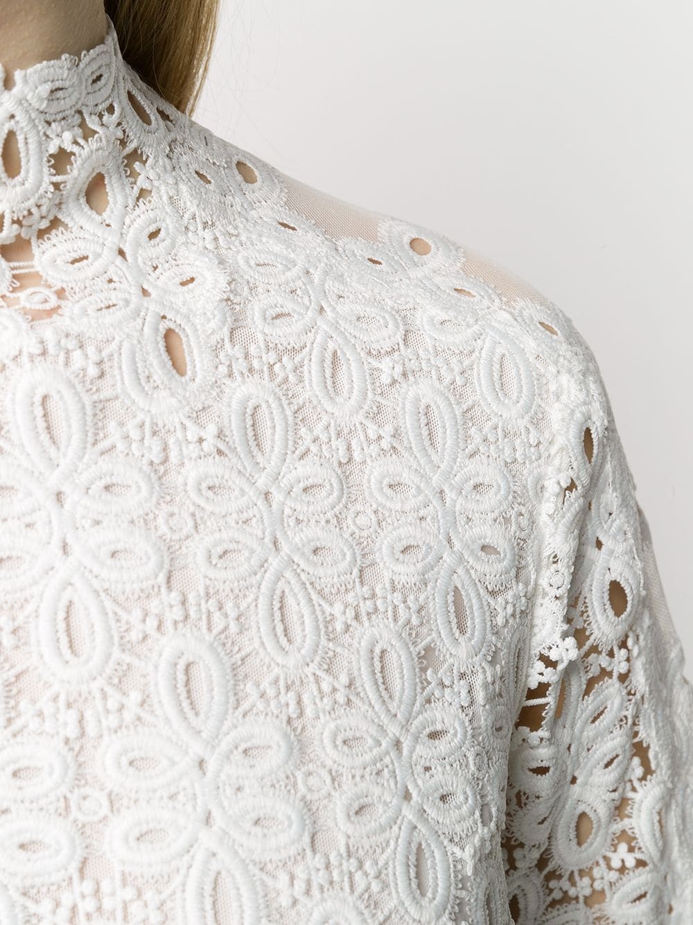 geometric-lace tiered mini dress - 5