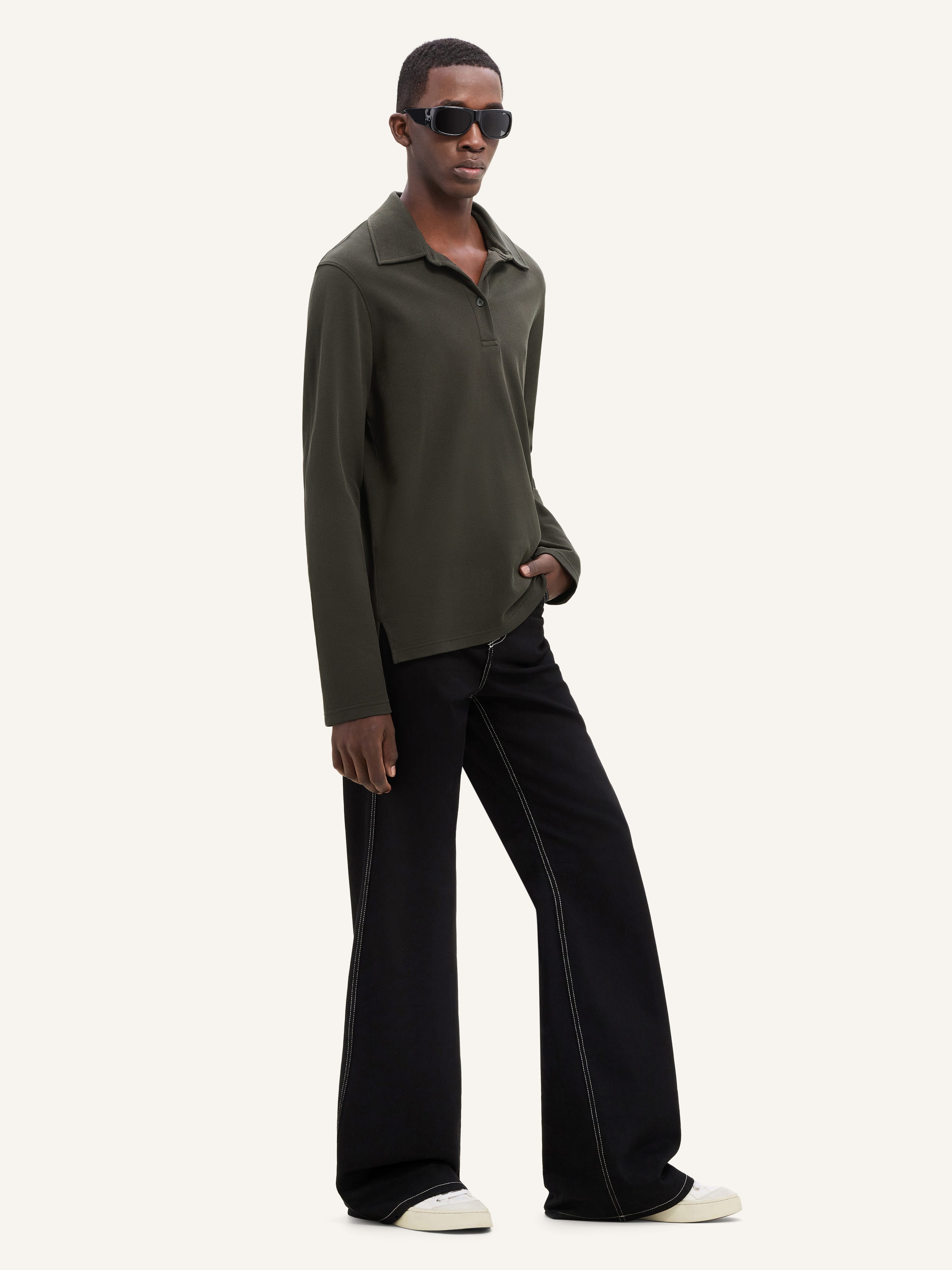 HAMMER TOPSTITCHED DENIM BAGGY PANTS - 3