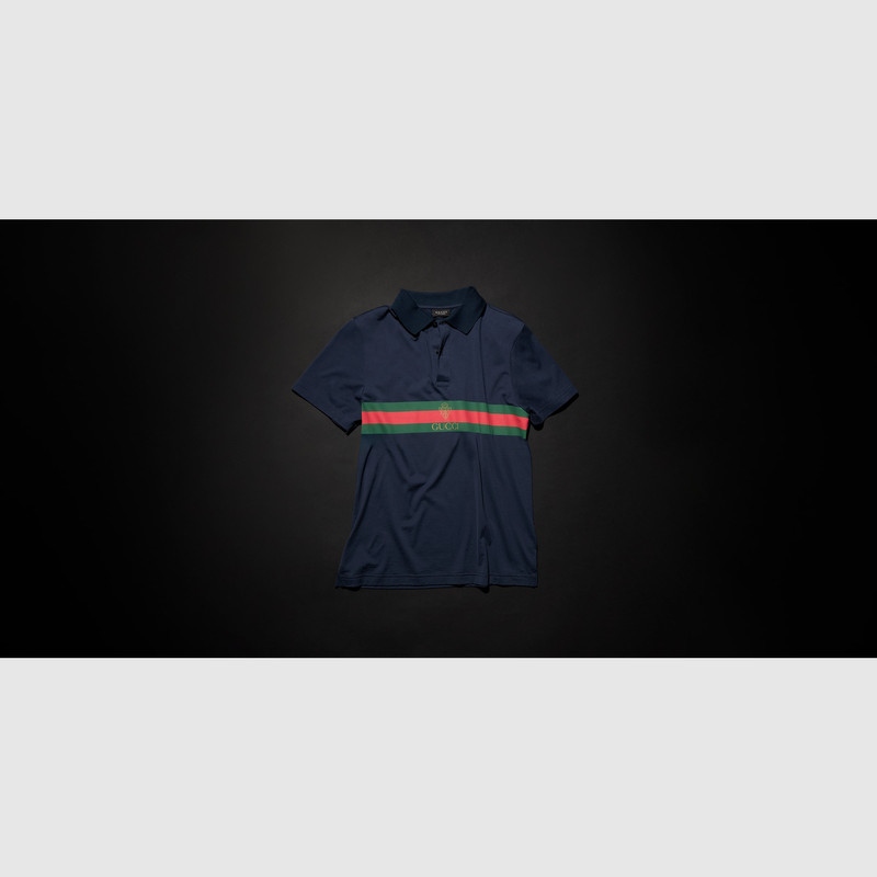 Cotton jersey polo shirt with Web 1
