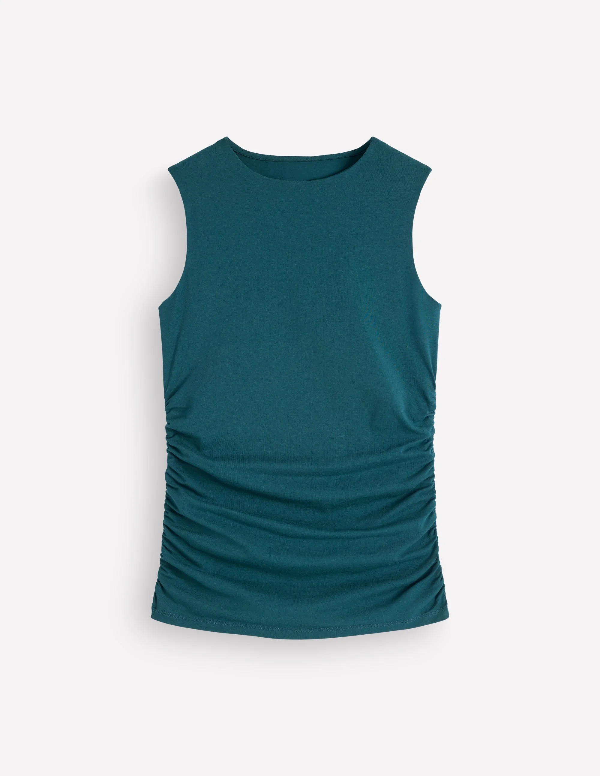 Tia Sleeveless Ruch Jersey Top-Midnight Teal - 1