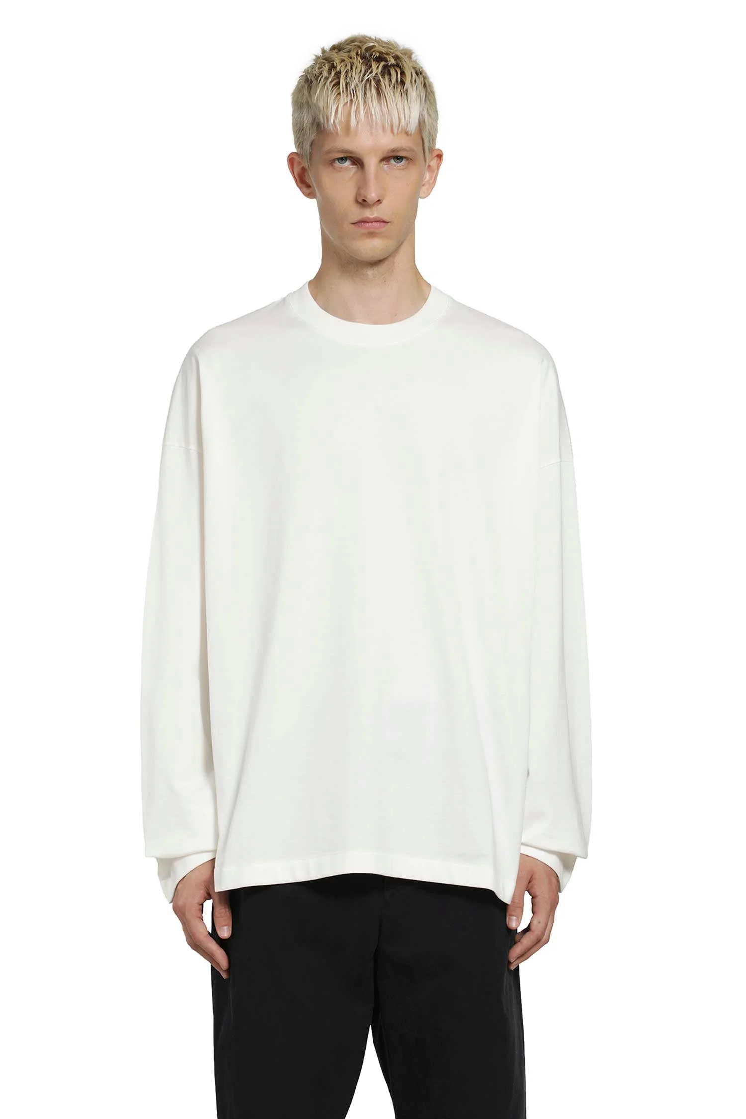 Cotton Crewneck Long Sleeve T-shirt - 1
