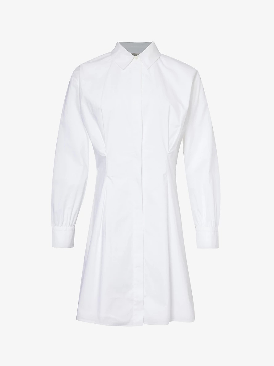 Pleated regular-fit organic-cotton mini dress - 1