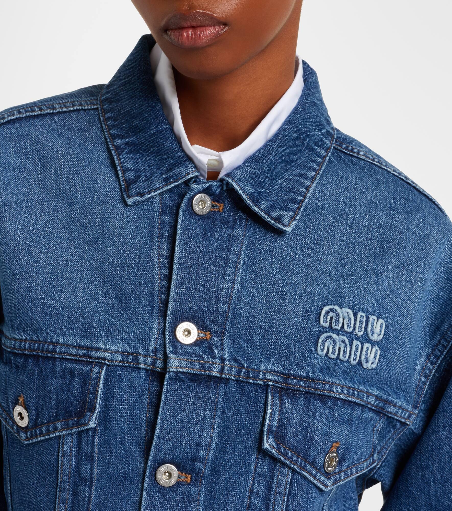 Cropped logo denim jacket - 4