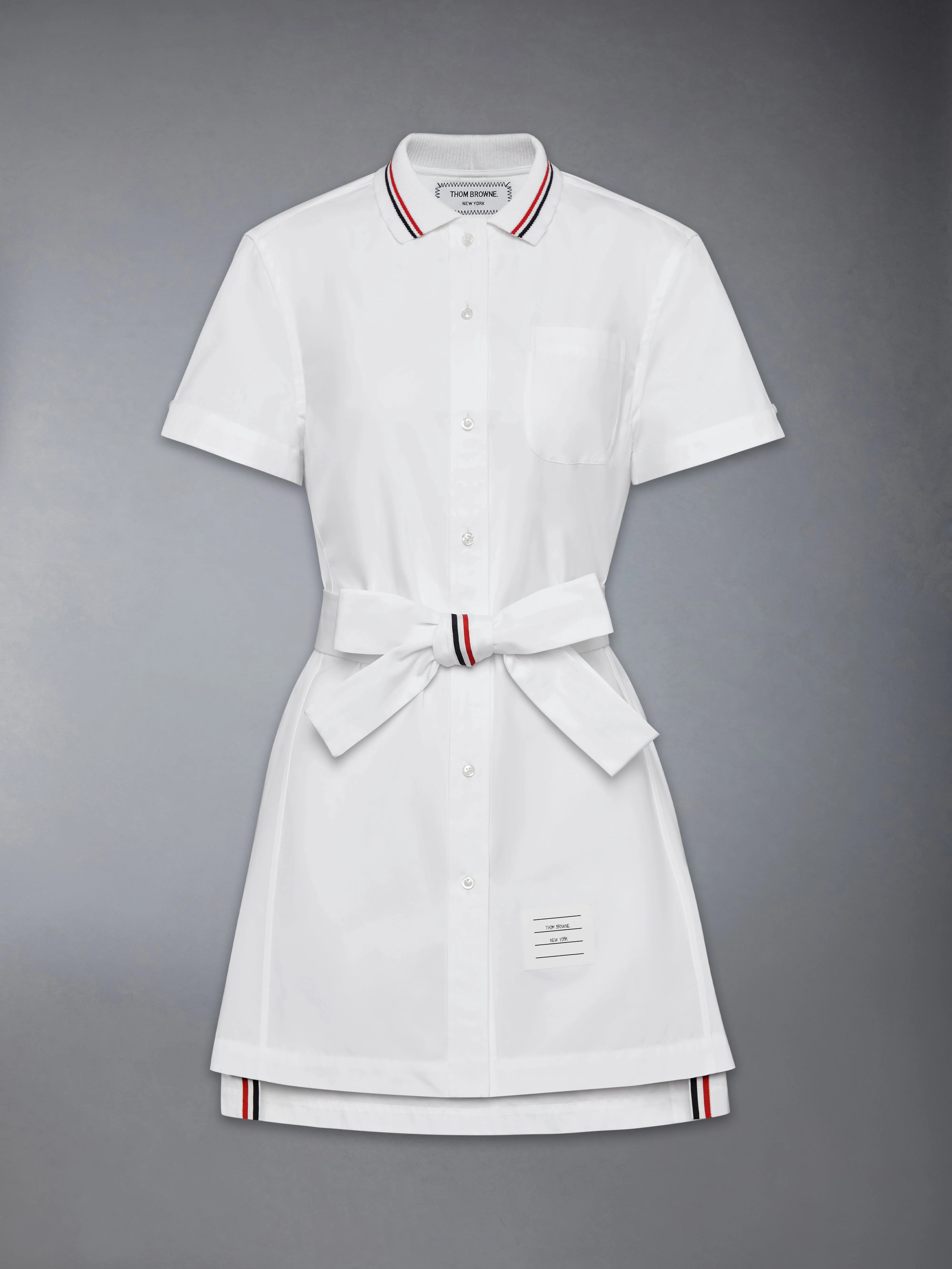 SOLID POPLIN BOW SHIRTDRESS - 1
