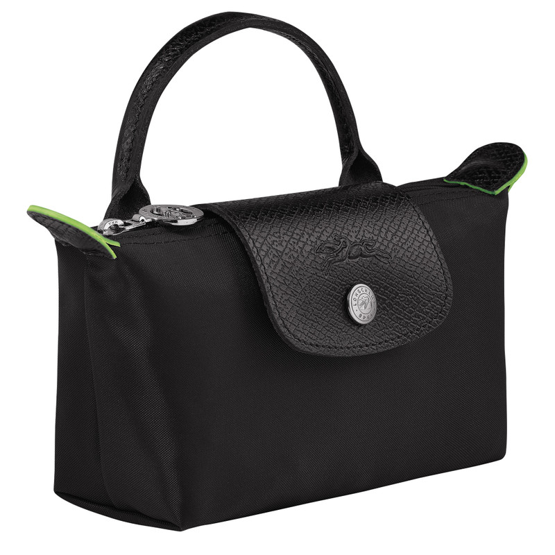 Le Pliage Green Pouch with handle Black - Recycled canvas 3