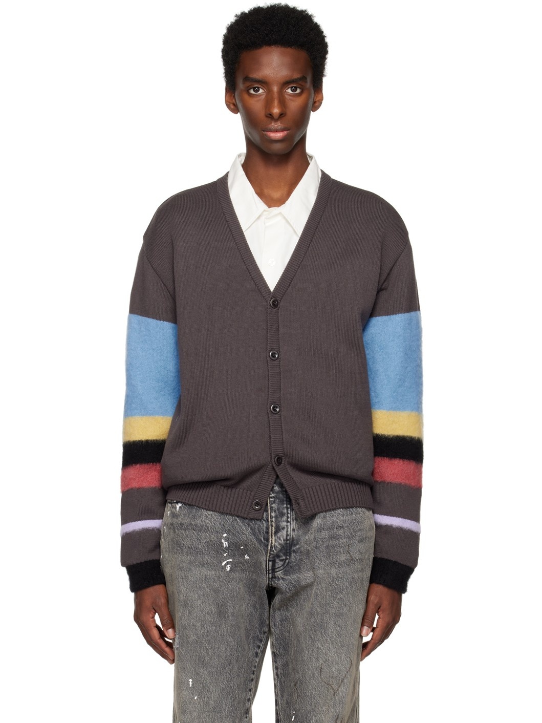 Brown Striped Cardigan - 1