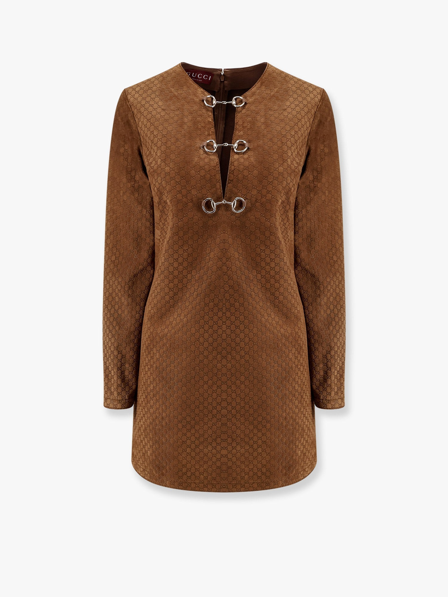 Suede Short Dress With All-Over Gg Logo - 1