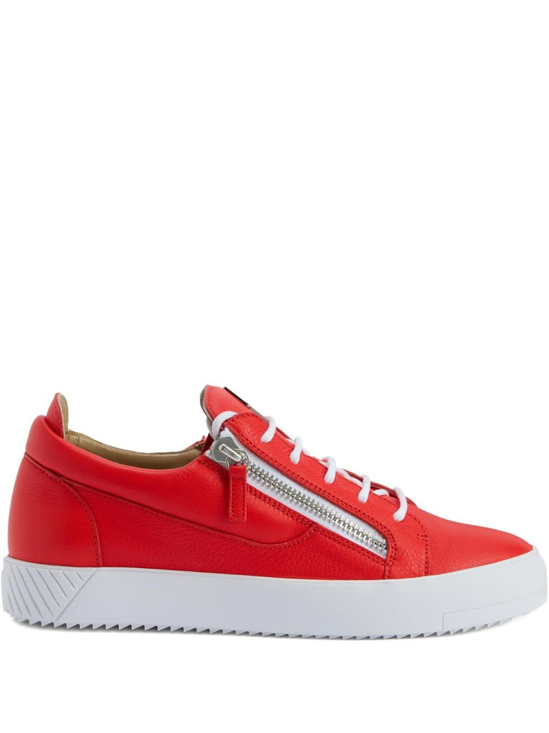 zip-detail leather low-top sneakers 1
