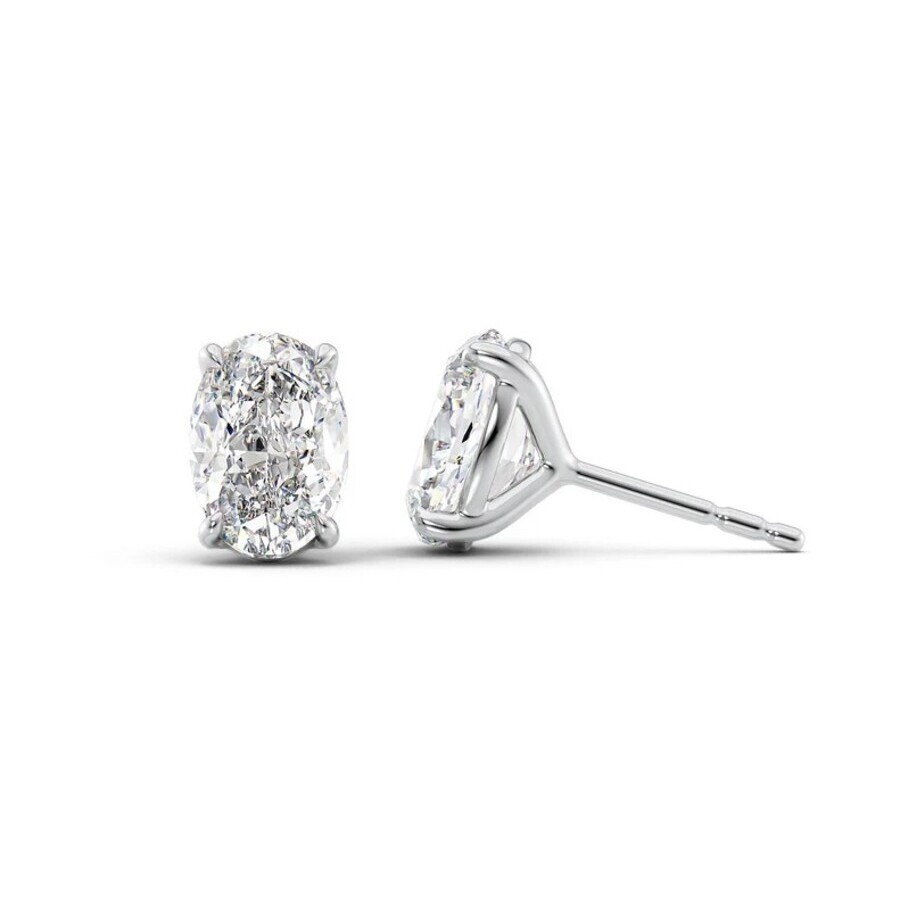 Tresorra - Tresorra 14K White Gold 2 ctw Oval Cut Lab-Grown Diamond IGI Certified Stud Earrings - 1