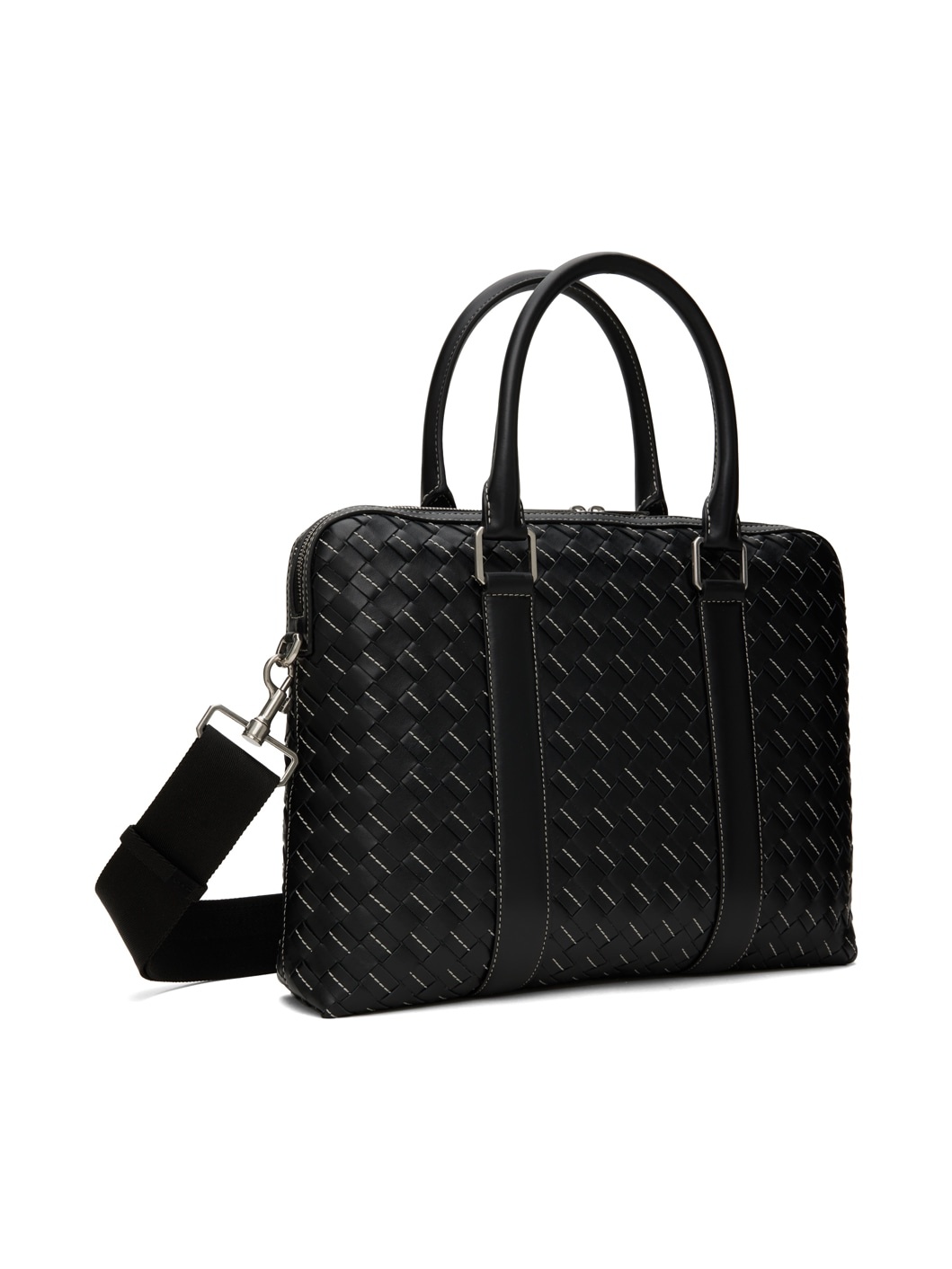 Black Medium Classic Intrecciato Briefcase - 2